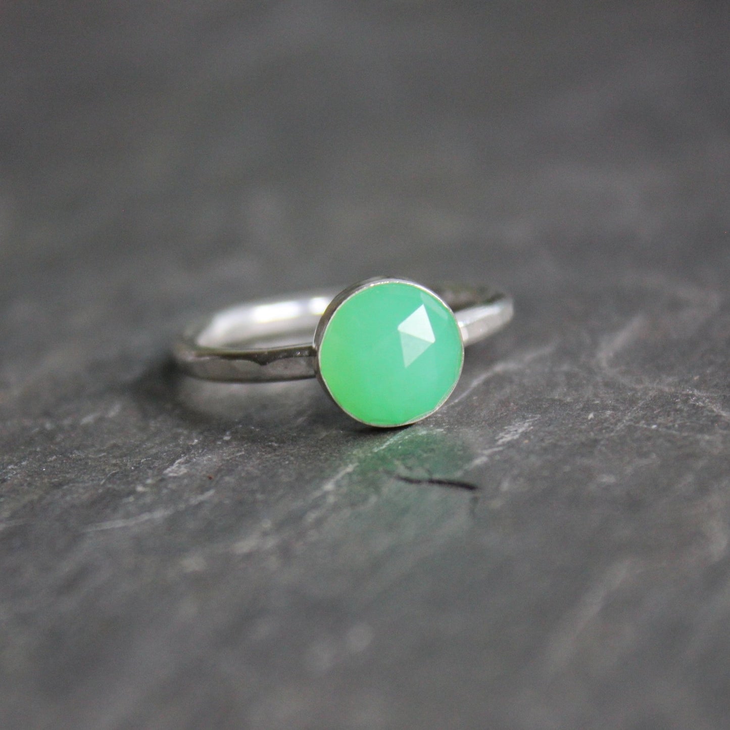 Sterling Silver Chrysoprase Stacking Ring - AccentYourself