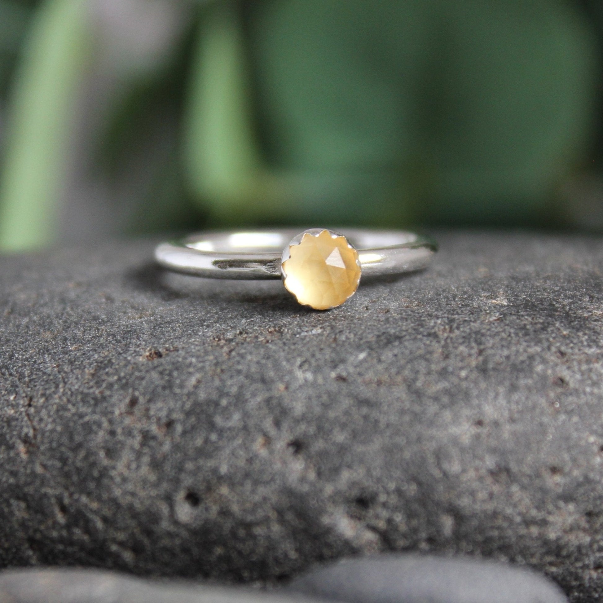 Sterling Silver Citrine Stacking Ring - AccentYourself