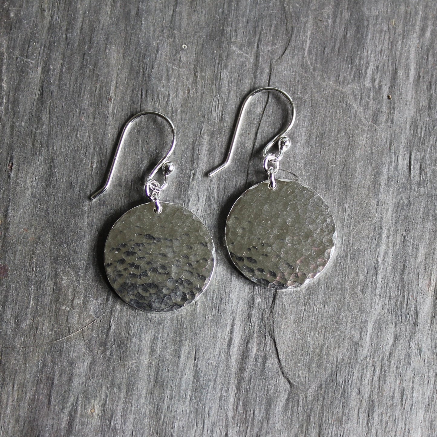 Sterling Silver Dangly 3/4 - inch Hammered Disc Earrings - AccentYourself