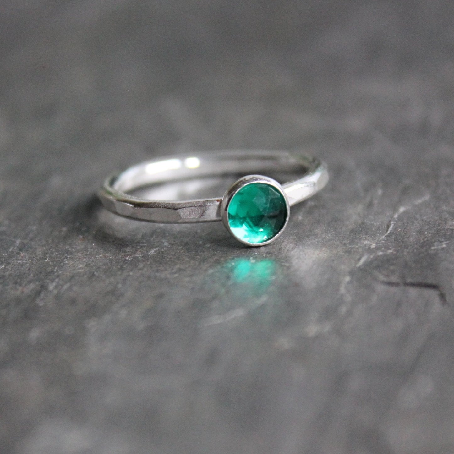 Sterling Silver Emerald Green Stacking Ring - AccentYourself