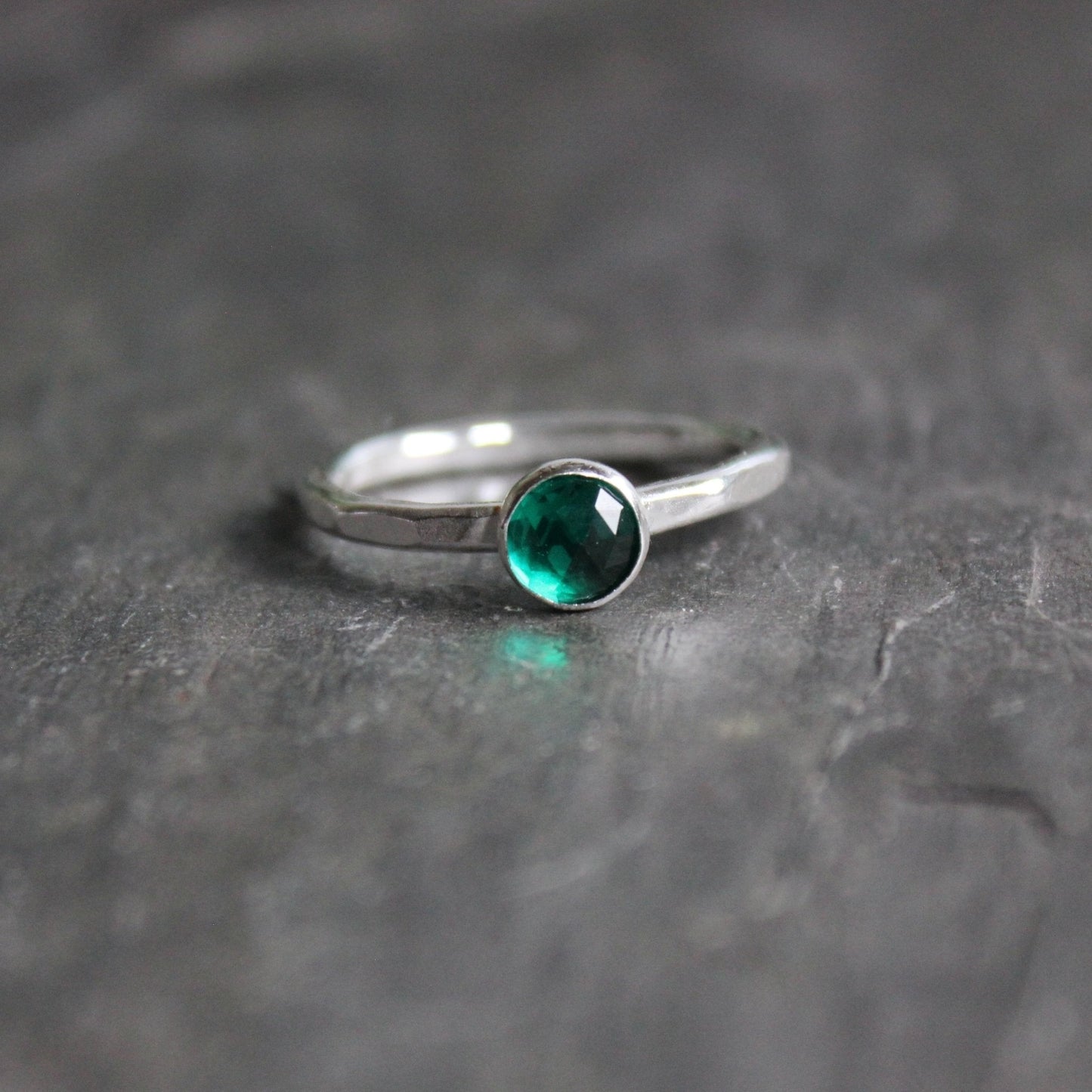 Sterling Silver Emerald Green Stacking Ring - AccentYourself