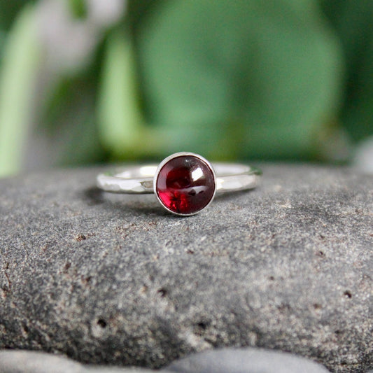 Sterling Silver Garnet Stacking Ring - AccentYourself