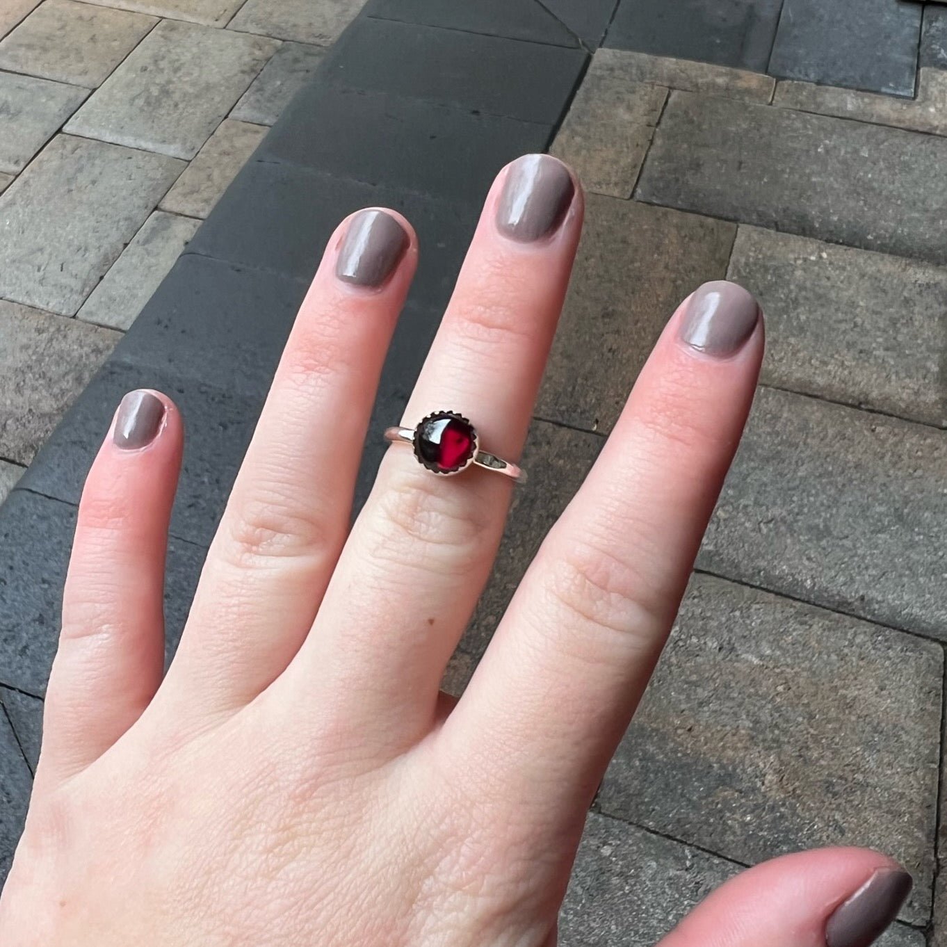 Sterling Silver Garnet Stacking Ring - AccentYourself