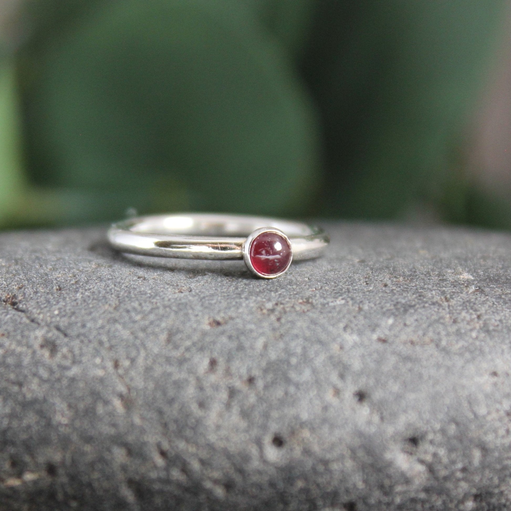 Sterling Silver Garnet Stacking Ring - AccentYourself