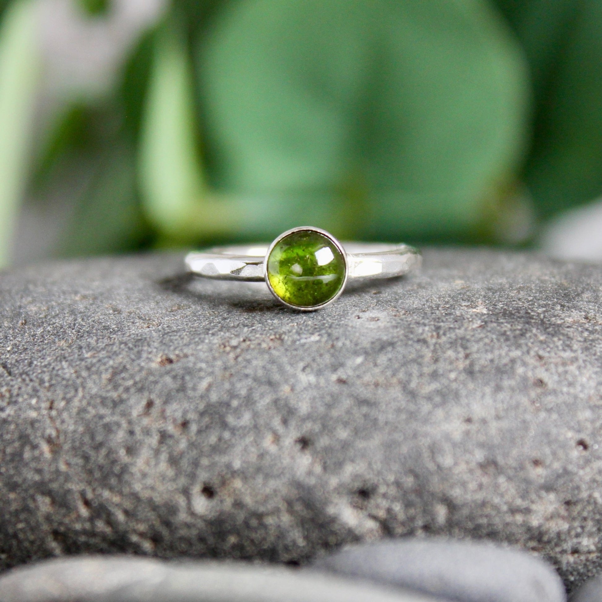 Sterling Silver Green Tourmaline Stacking Ring - AccentYourself