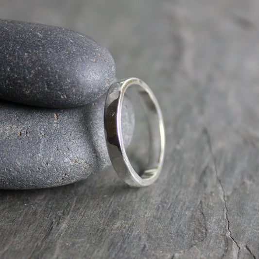 Sterling Silver Hammered Comfort Ring - AccentYourself