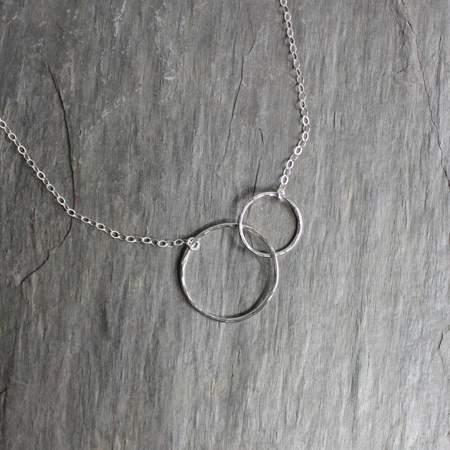 Sterling Silver Hammered Double Circle Necklace - AccentYourself