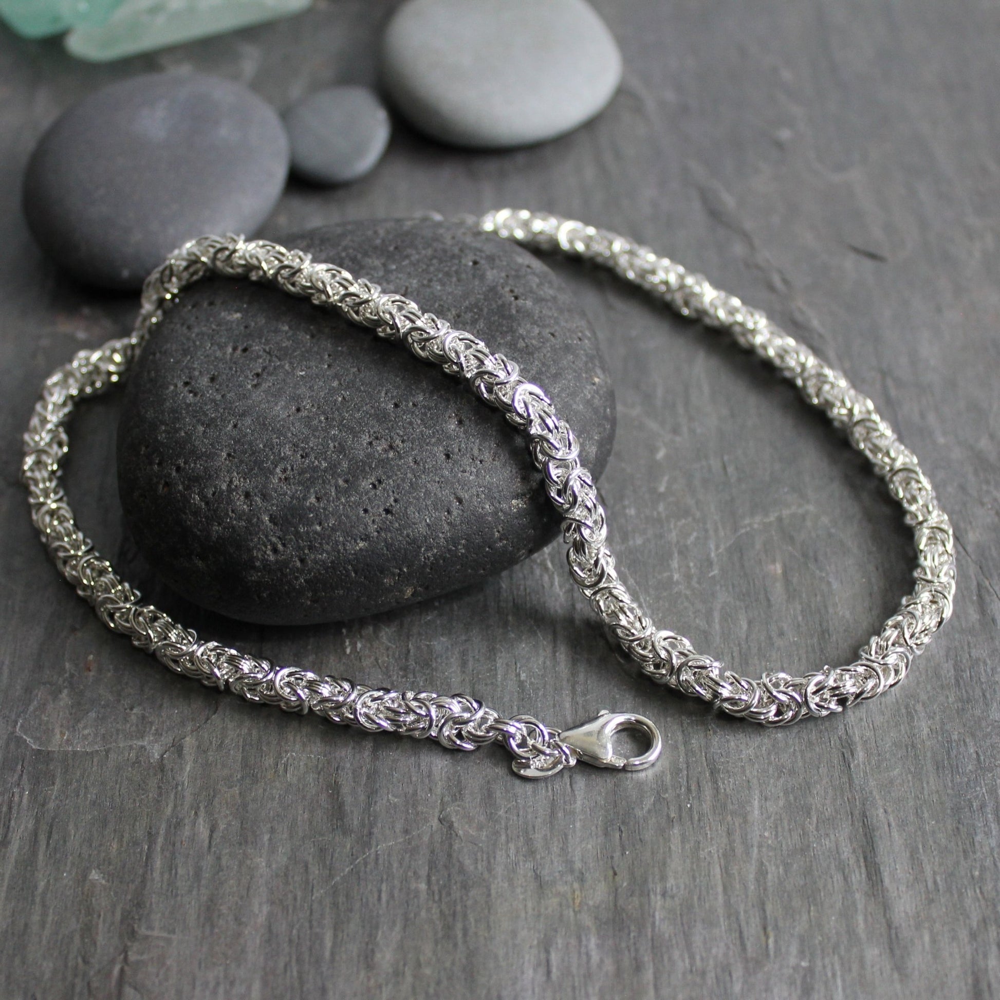 Sterling Silver Handmade Byzantine Chain Necklace - AccentYourself