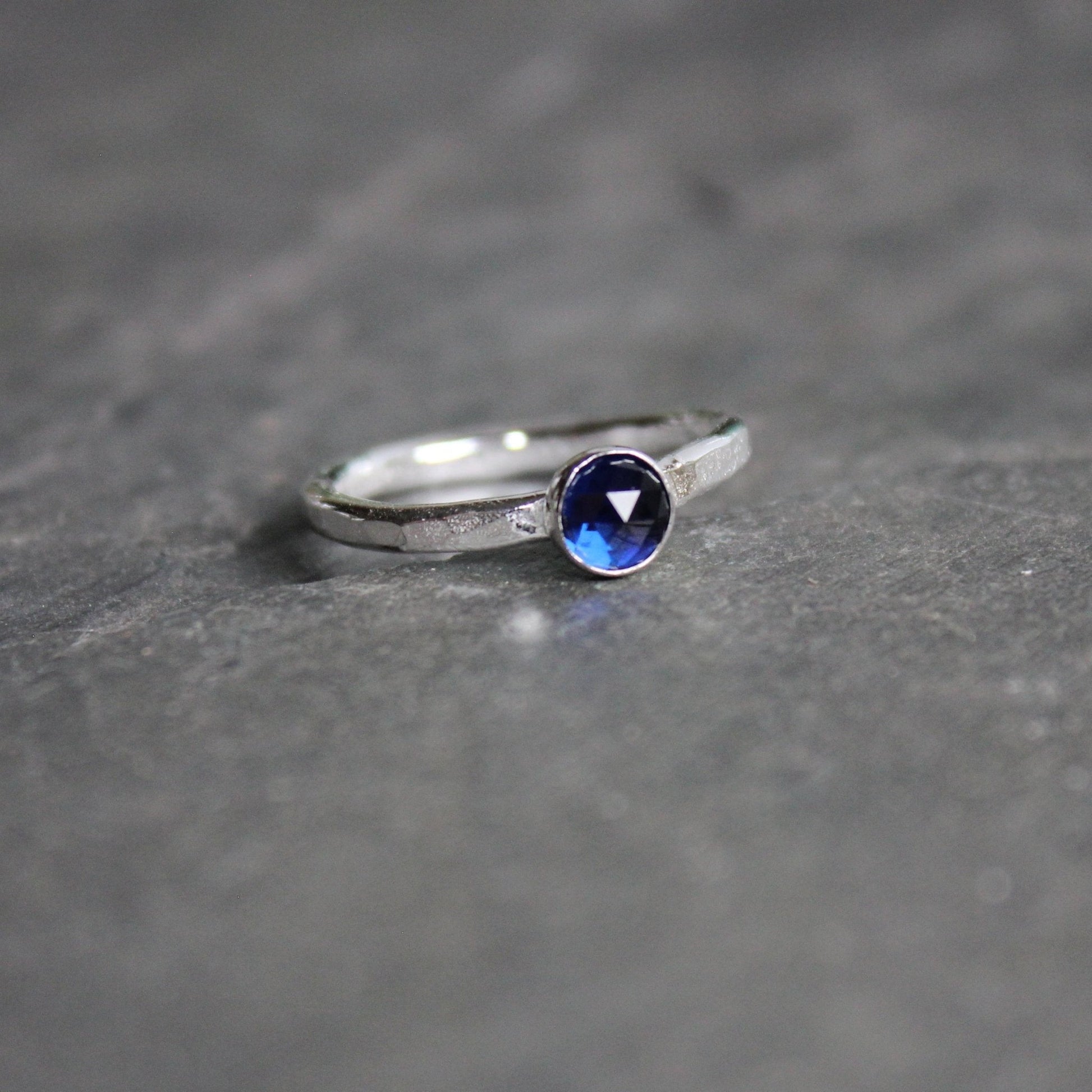 Sterling Silver Lab Created Sapphire Stacking Ring - AccentYourself