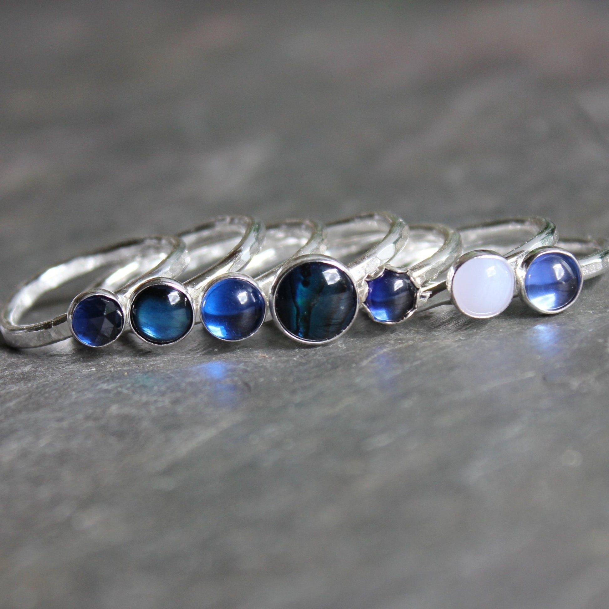 Sterling Silver Lab Created Sapphire Stacking Ring - AccentYourself