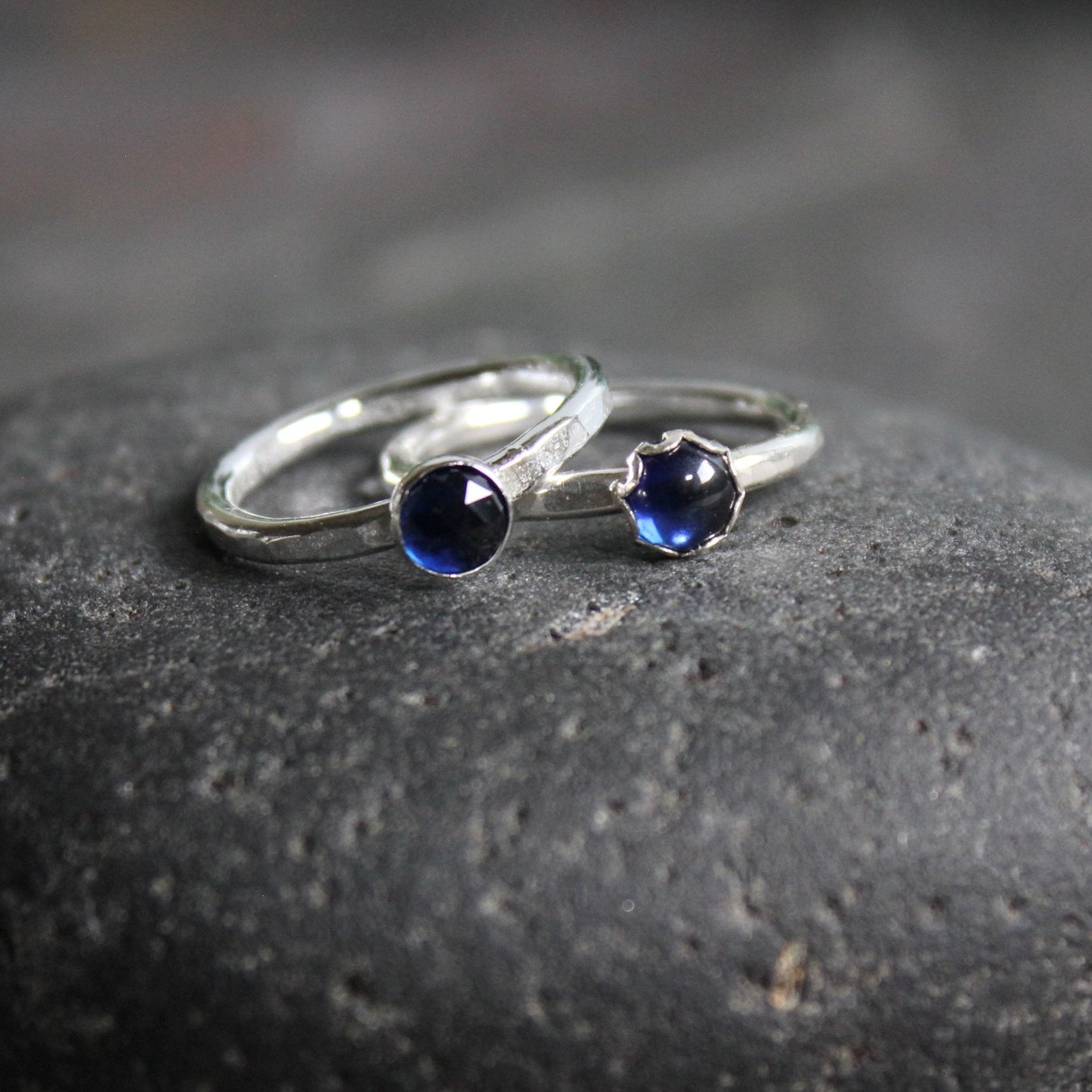 Sterling Silver Lab Created Sapphire Stacking Ring - AccentYourself