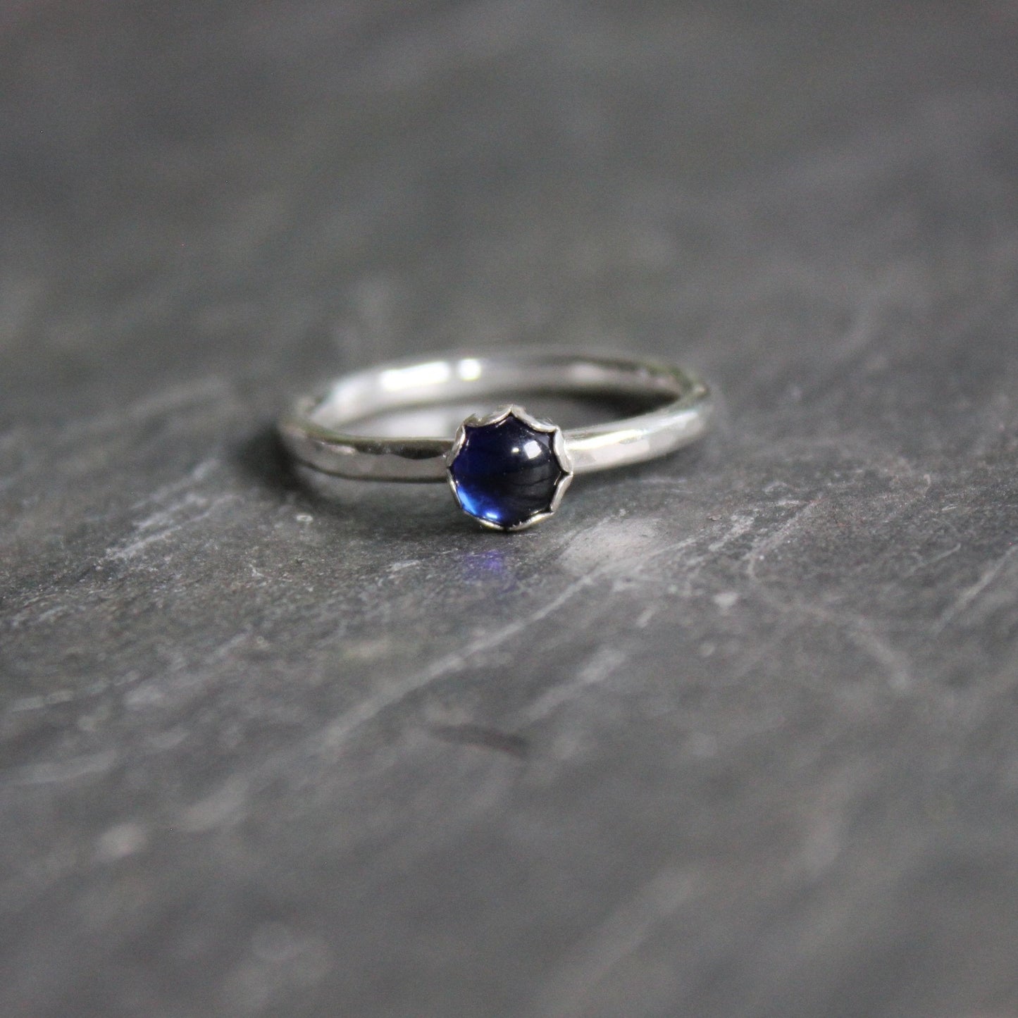 Sterling Silver Lab Created Sapphire Stacking Ring - AccentYourself