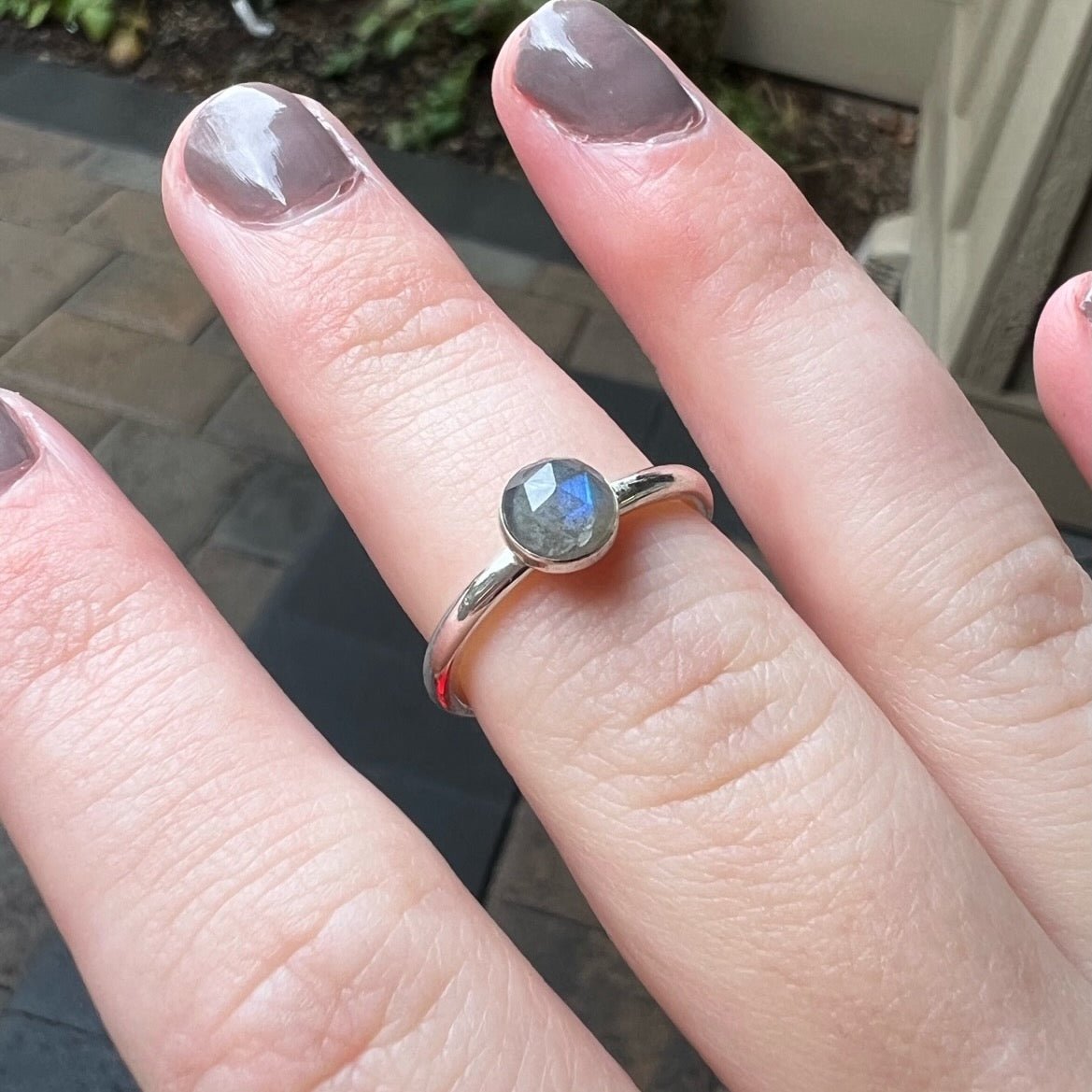 Sterling Silver Labradorite Stacking Ring - AccentYourself