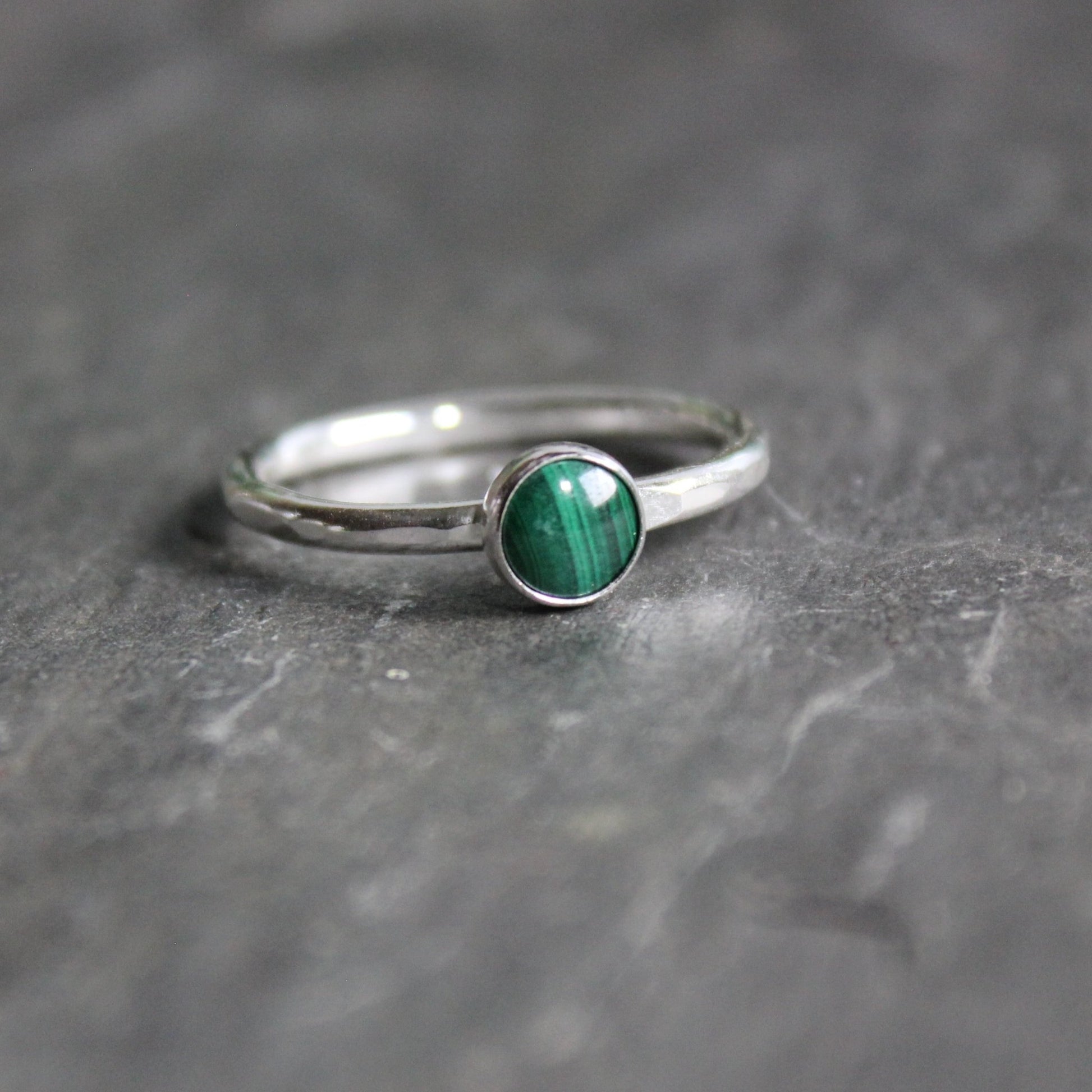 Sterling Silver Malachite Stacking Ring - AccentYourself