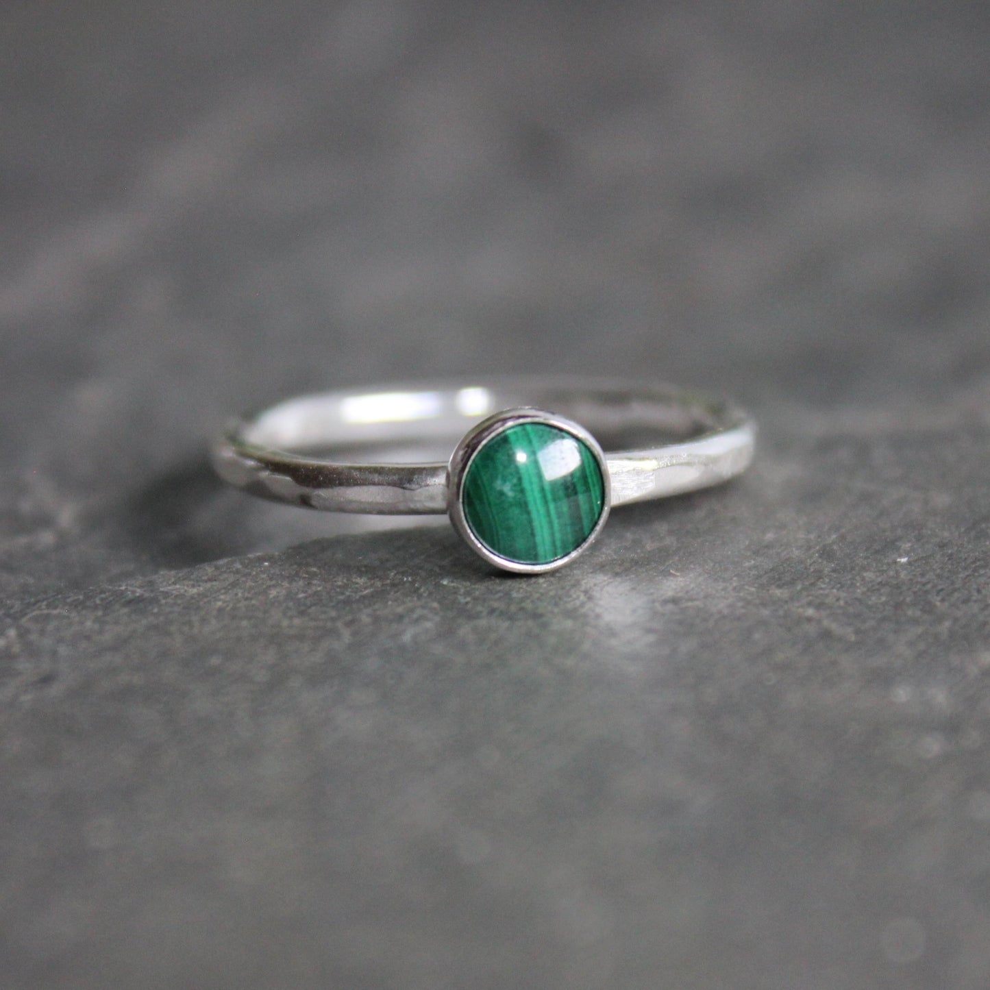 Sterling Silver Malachite Stacking Ring - AccentYourself