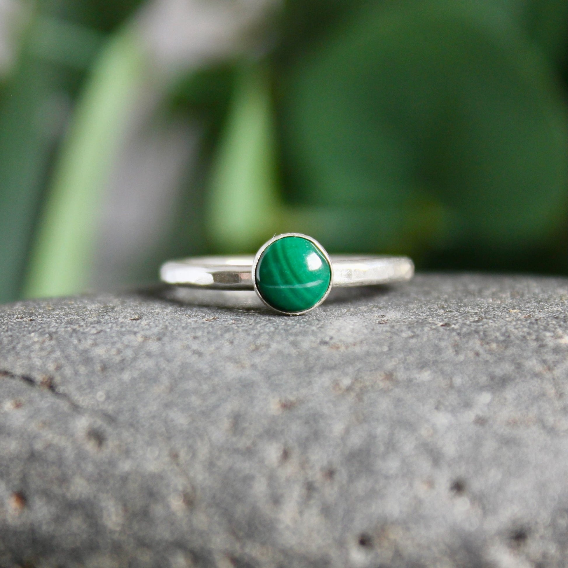 Sterling Silver Malachite Stacking Ring - AccentYourself