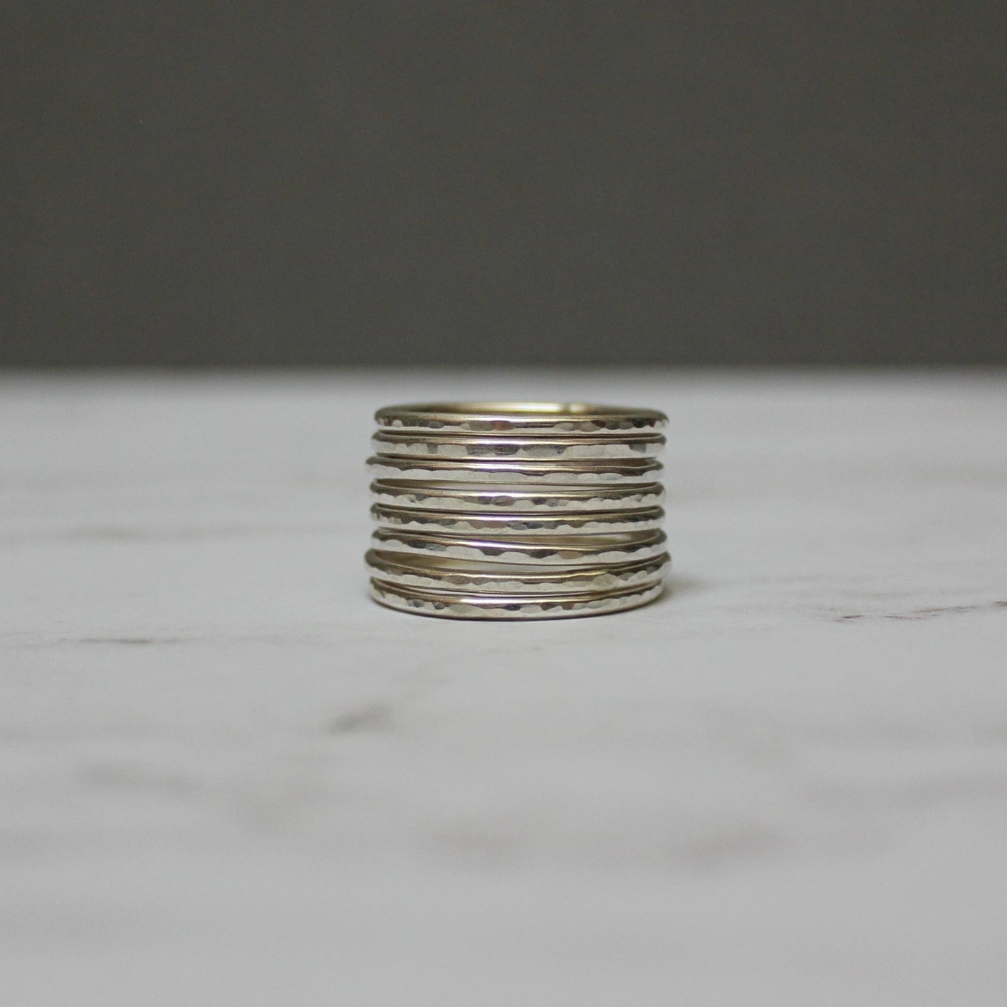 Sterling Silver Narrow Hammered Stacking Ring - AccentYourself