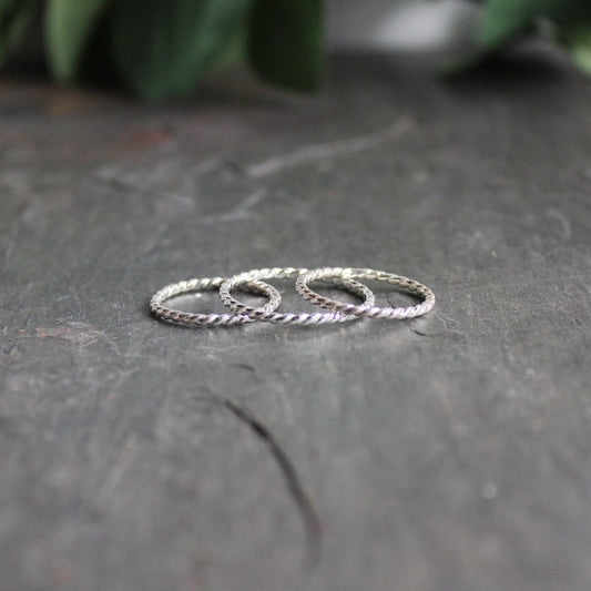 Sterling Silver Narrow Twist Stacking Ring - AccentYourself