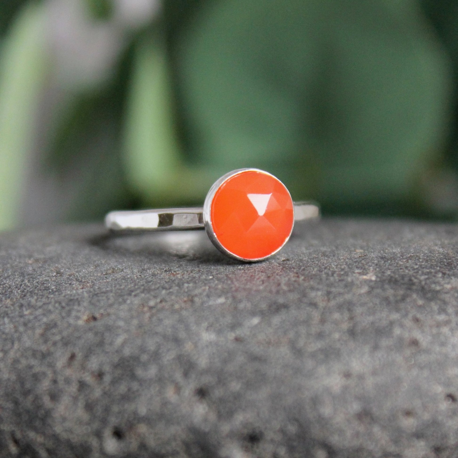 Sterling Silver Orange Carnelian Stacking Ring - AccentYourself