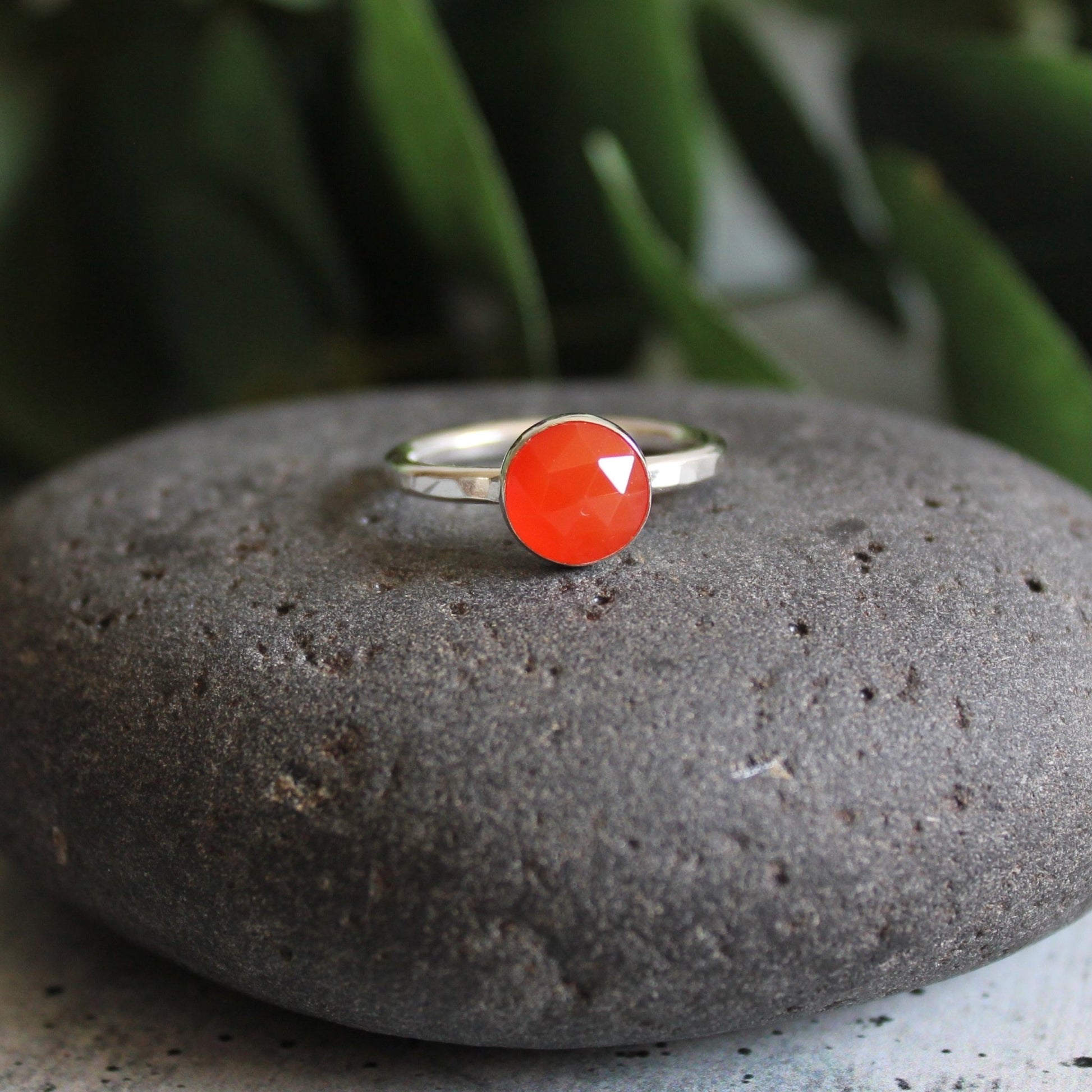 Sterling Silver Orange Carnelian Stacking Ring - AccentYourself