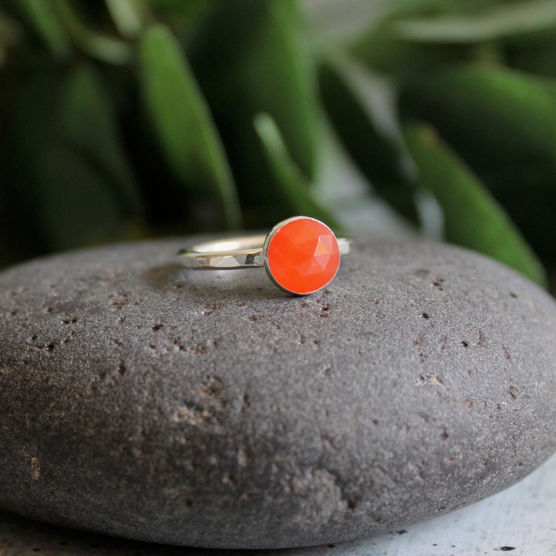 Sterling Silver Orange Carnelian Stacking Ring - AccentYourself