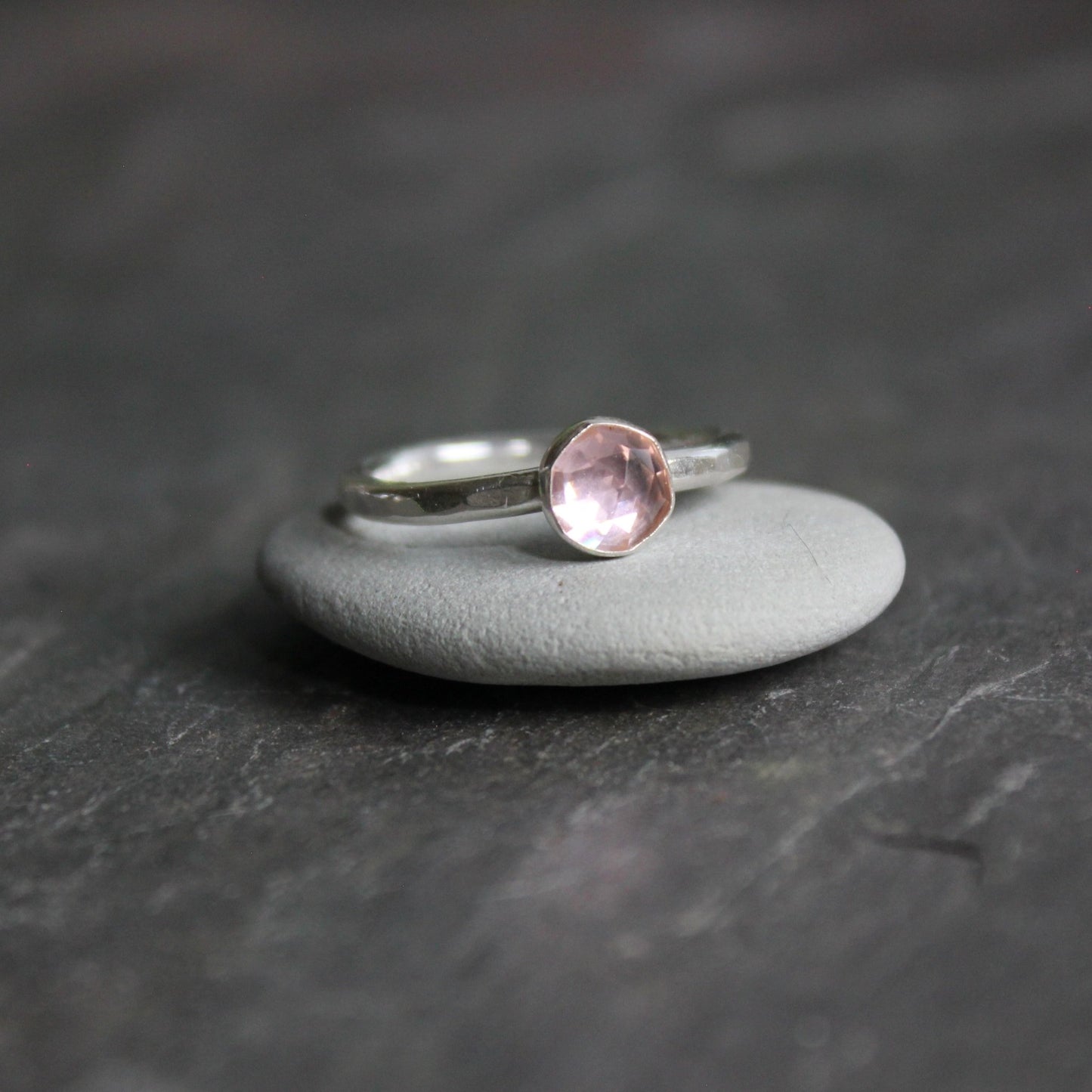 Sterling Silver Pale Pink Morganite Stacking Ring - AccentYourself