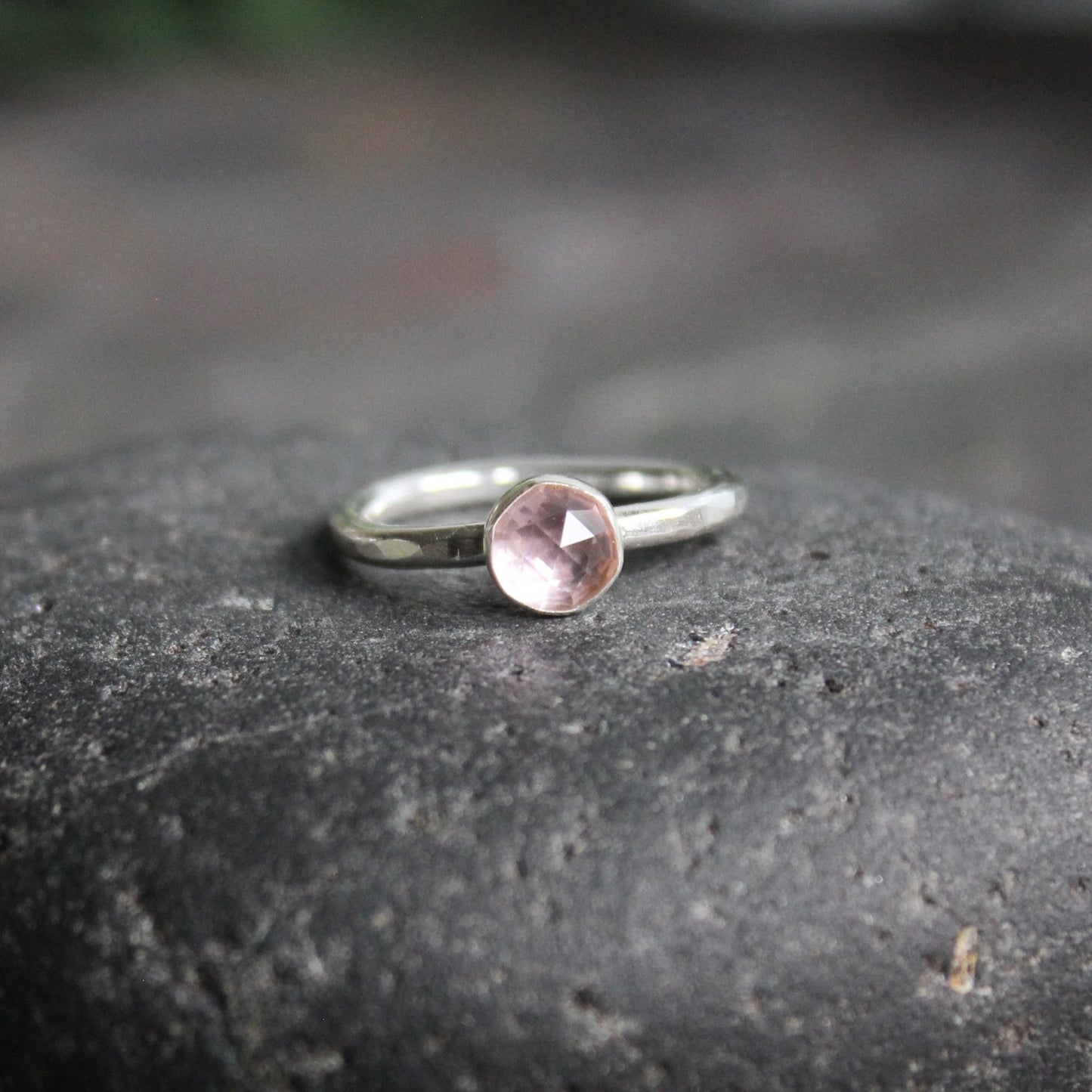 Sterling Silver Pale Pink Morganite Stacking Ring - AccentYourself