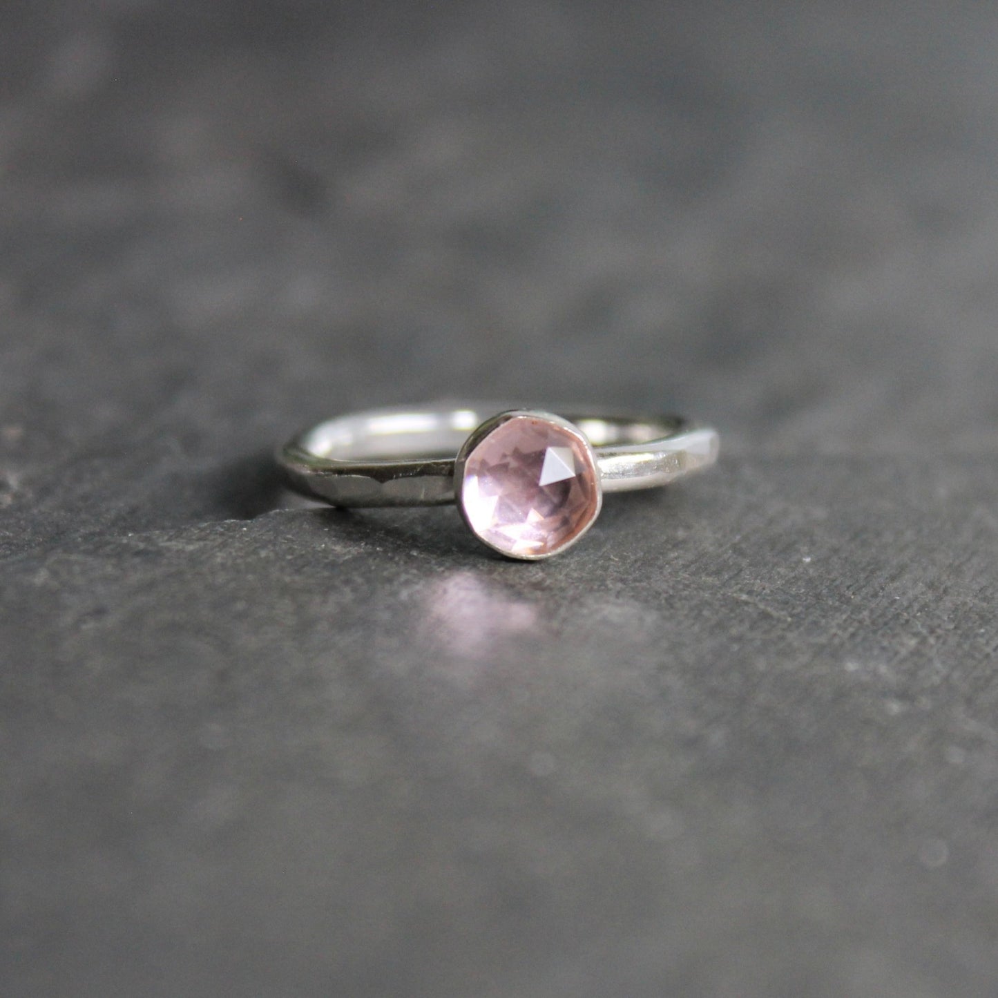 Sterling Silver Pale Pink Morganite Stacking Ring - AccentYourself