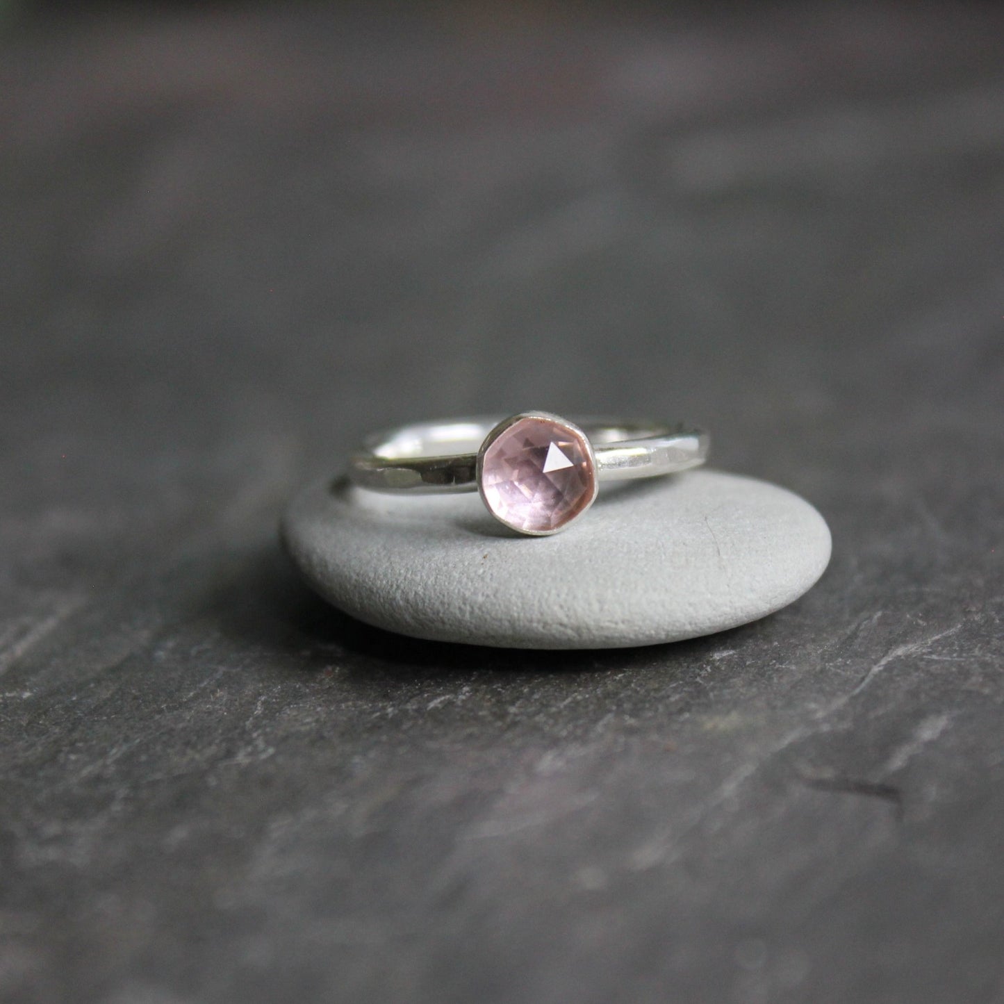 Sterling Silver Pale Pink Morganite Stacking Ring - AccentYourself