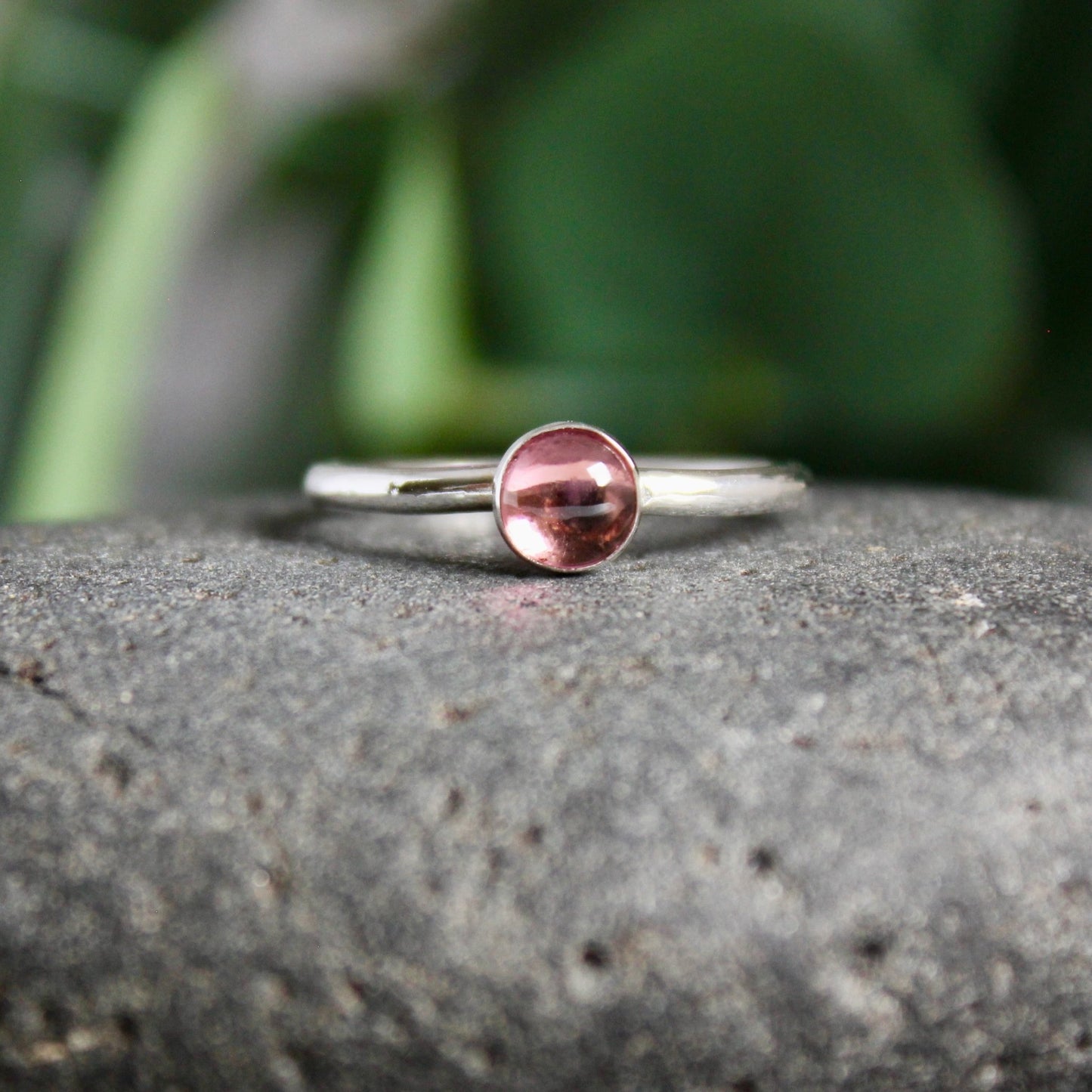 Sterling Silver Pink Tourmaline Stacking Ring - AccentYourself