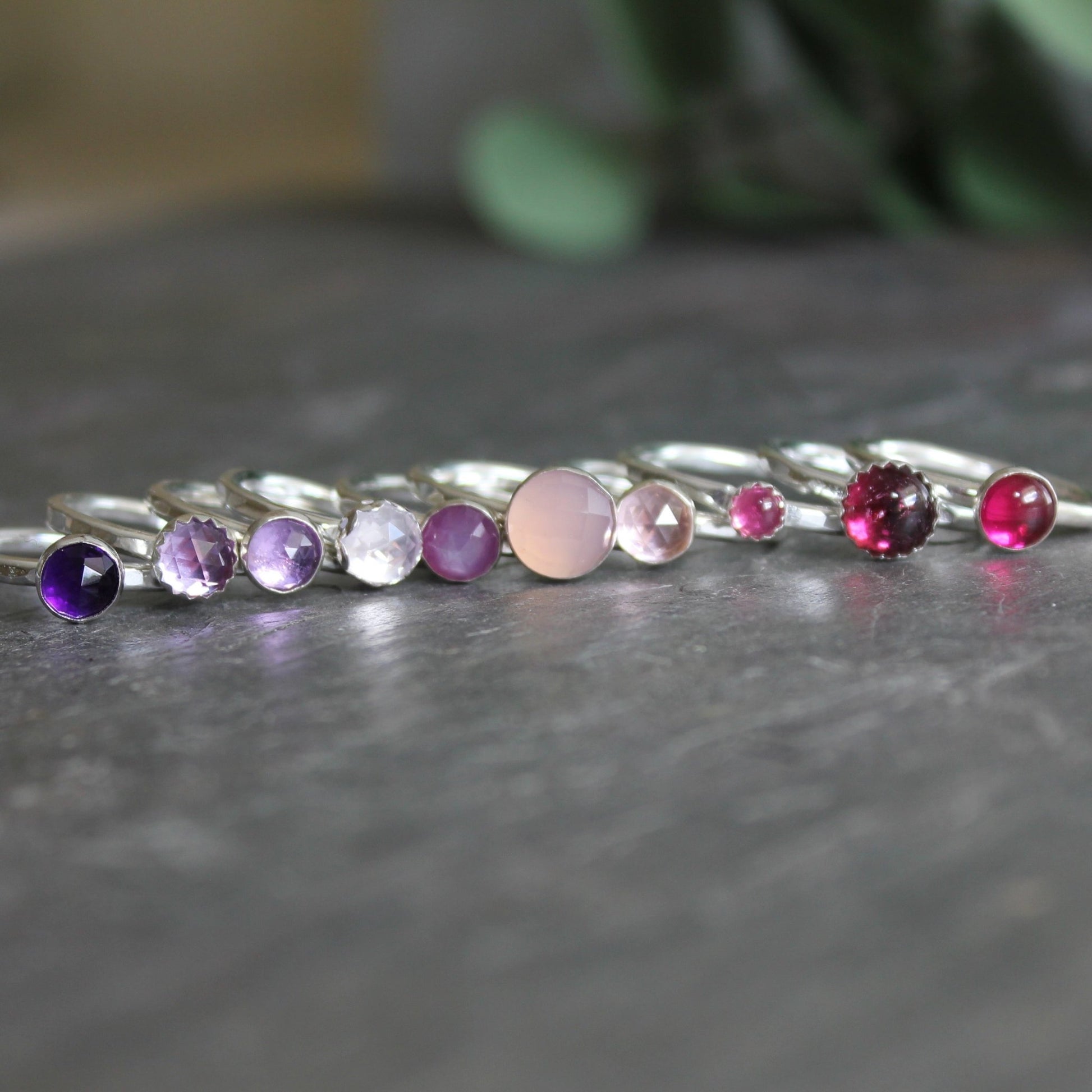 Sterling Silver Pink Tourmaline Stacking Ring - AccentYourself