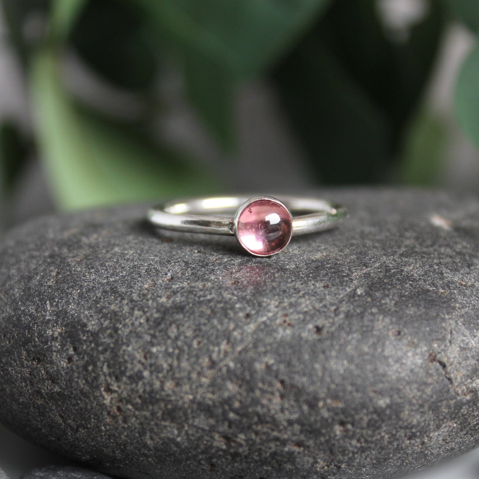 Sterling Silver Pink Tourmaline Stacking Ring - AccentYourself