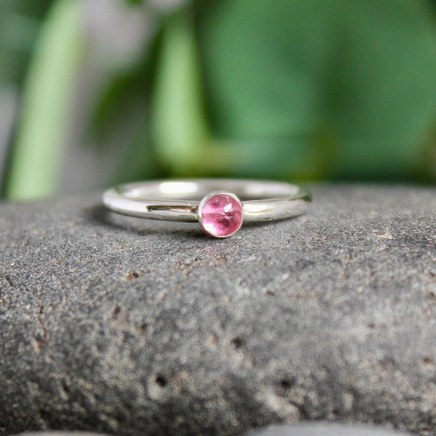 Sterling Silver Pink Tourmaline Stacking Ring - AccentYourself