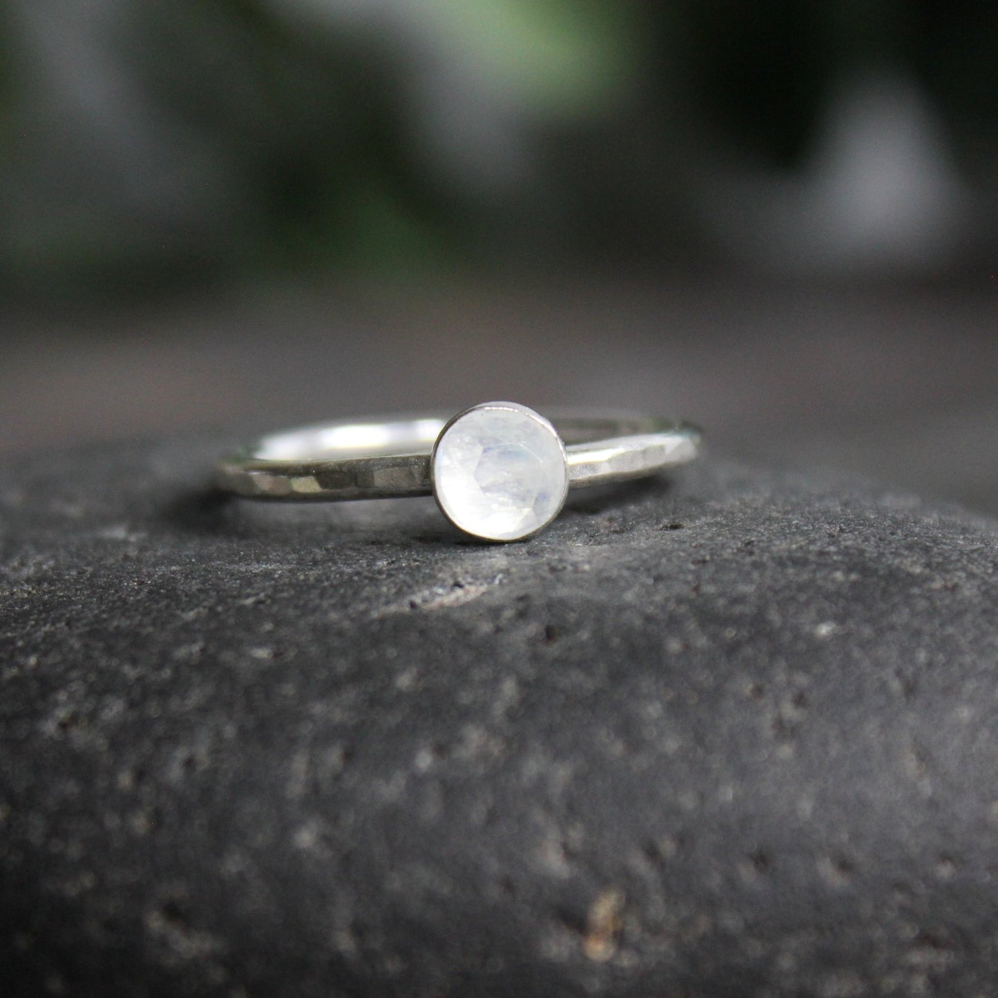 Sterling Silver Rainbow Moonstone Stacking Ring - AccentYourself