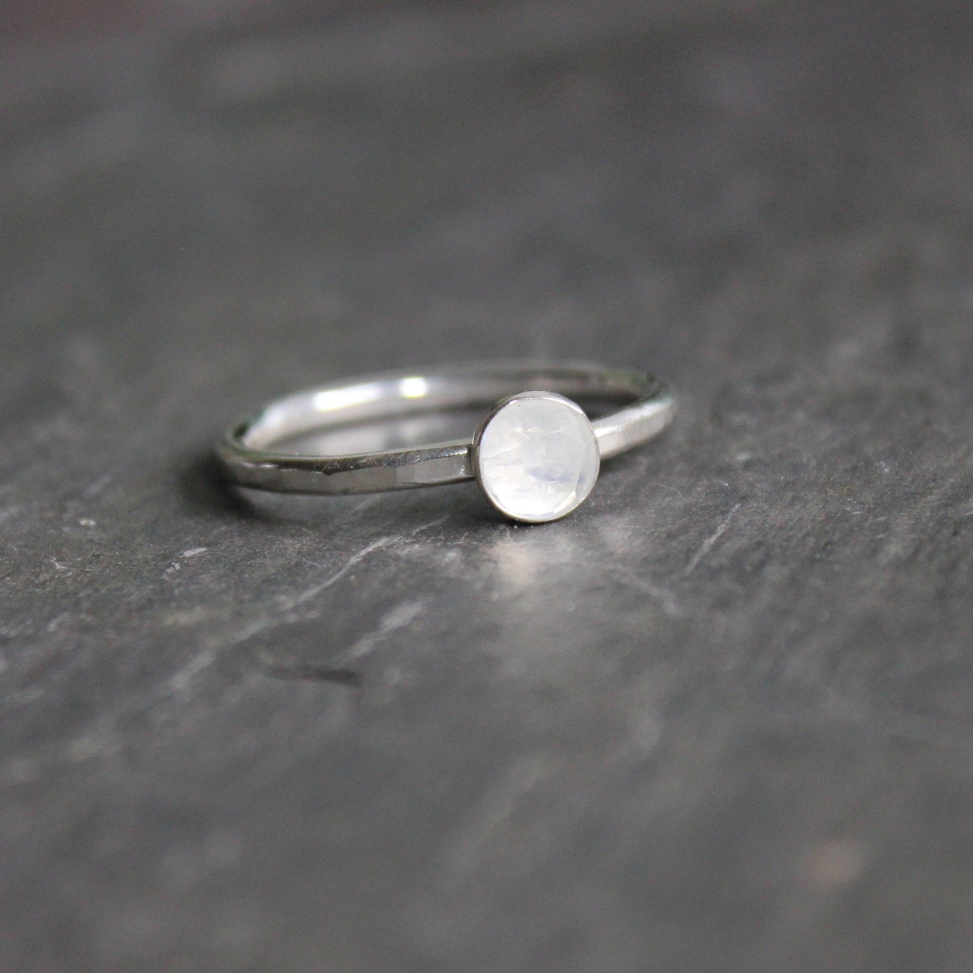 Sterling Silver Rainbow Moonstone Stacking Ring - AccentYourself