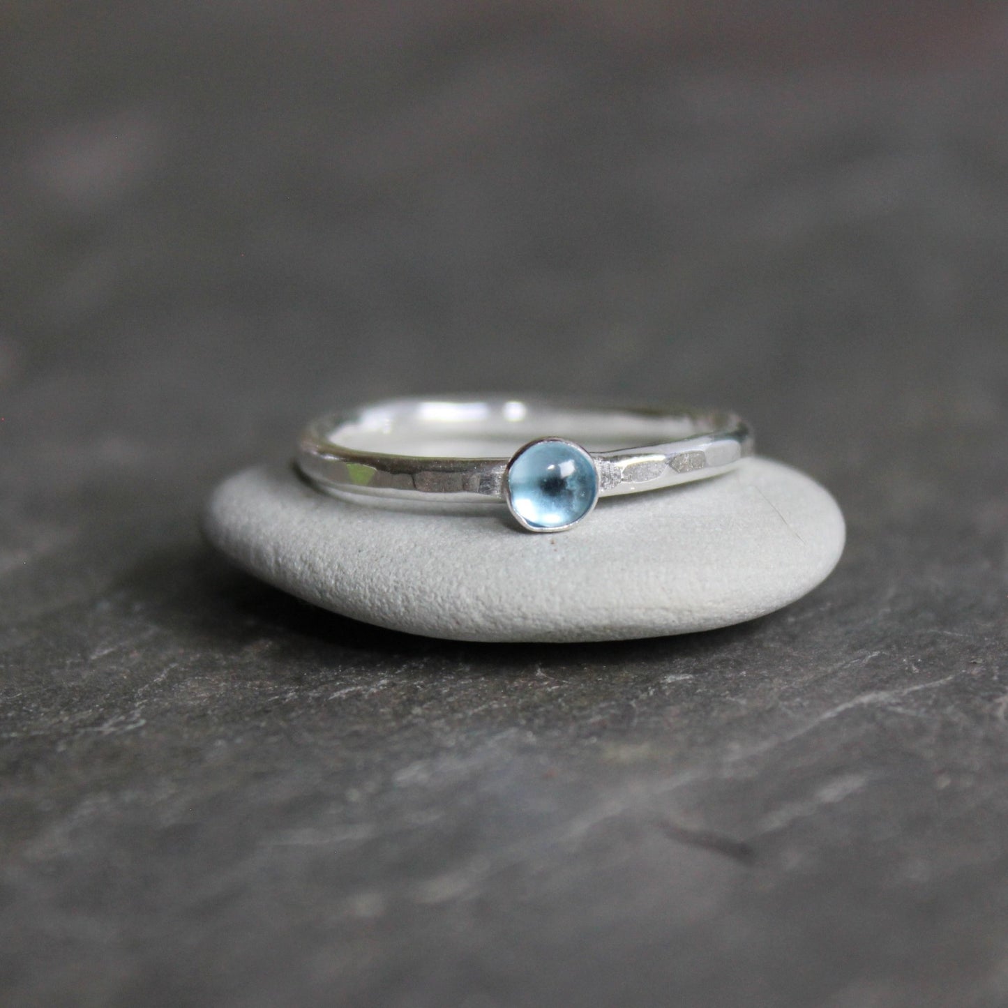 Sterling Silver Tiny Blue Topaz Stacking Ring - AccentYourself