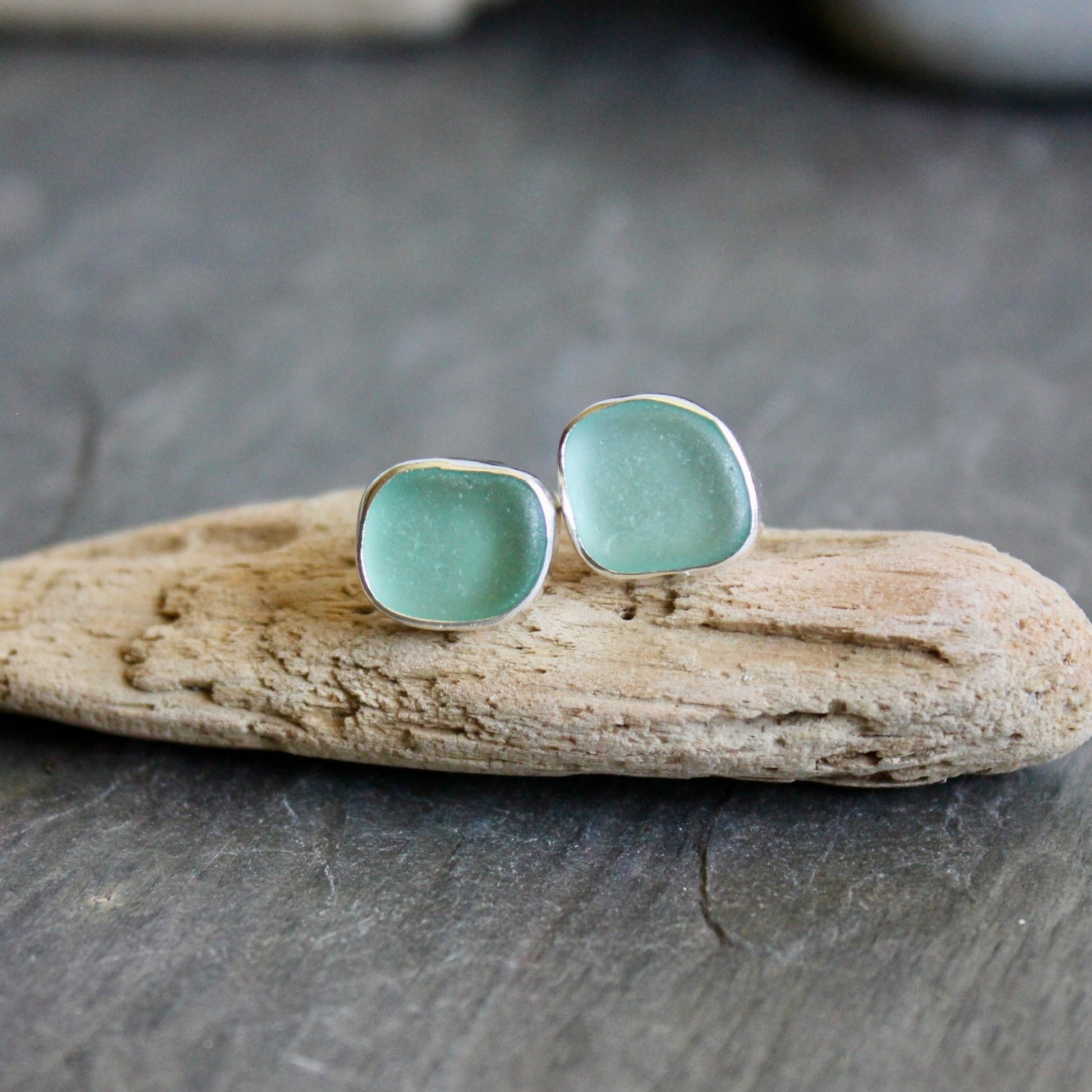 Sterling Silver Turquoise Sea Glass Earrings - AccentYourself