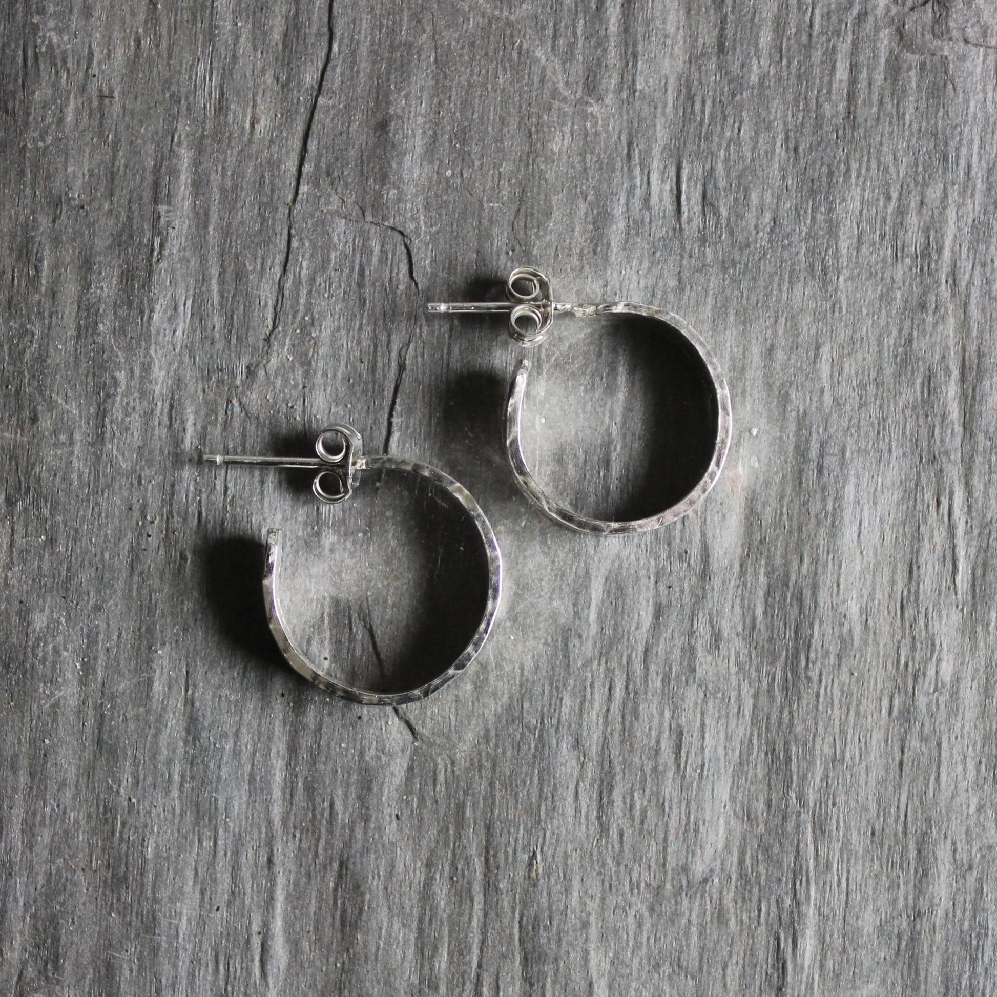 Sterling Silver Wide 1/2" Hammered Hoop Earrings - AccentYourself