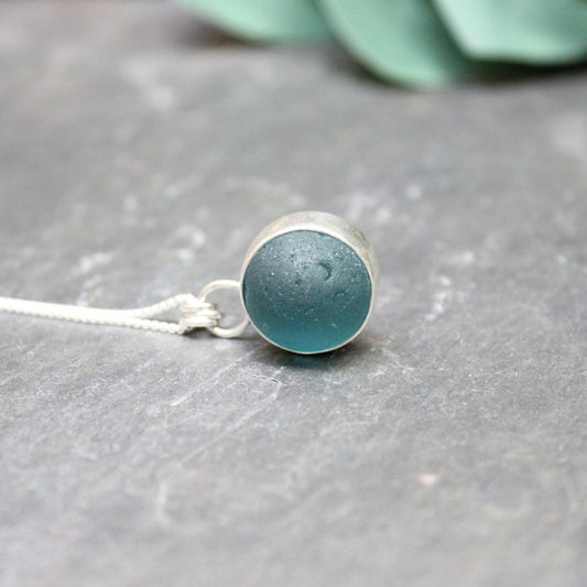 Teal Sea Glass Marble Necklace - AccentYourself