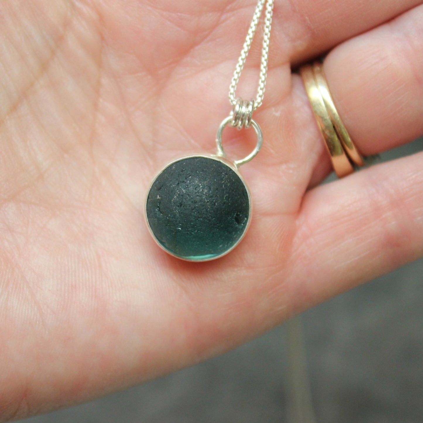 Teal Sea Glass Marble Necklace - AccentYourself