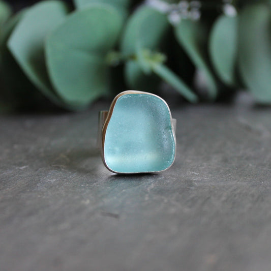 Turquoise Blue Sea Glass Statement Ring - AccentYourself