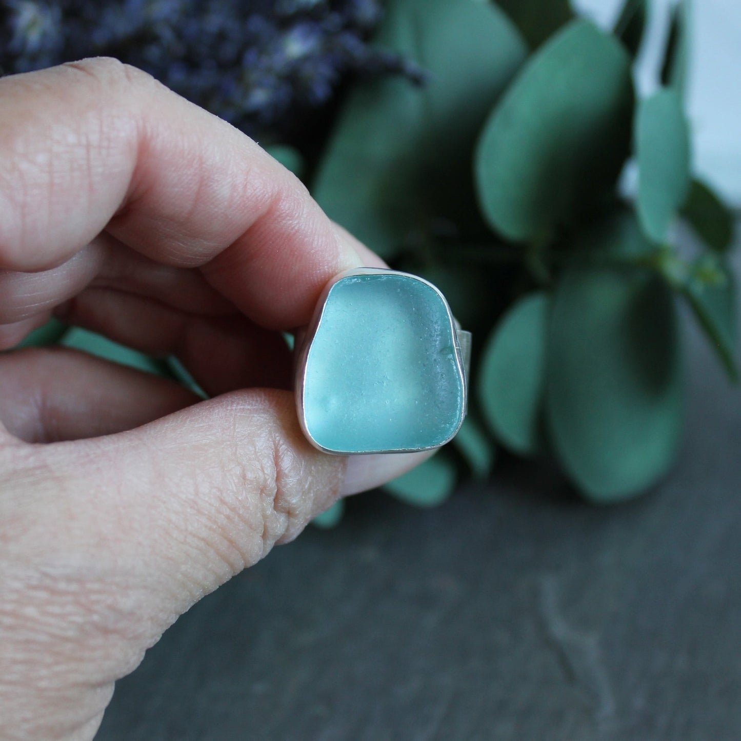 Turquoise Blue Sea Glass Statement Ring - AccentYourself