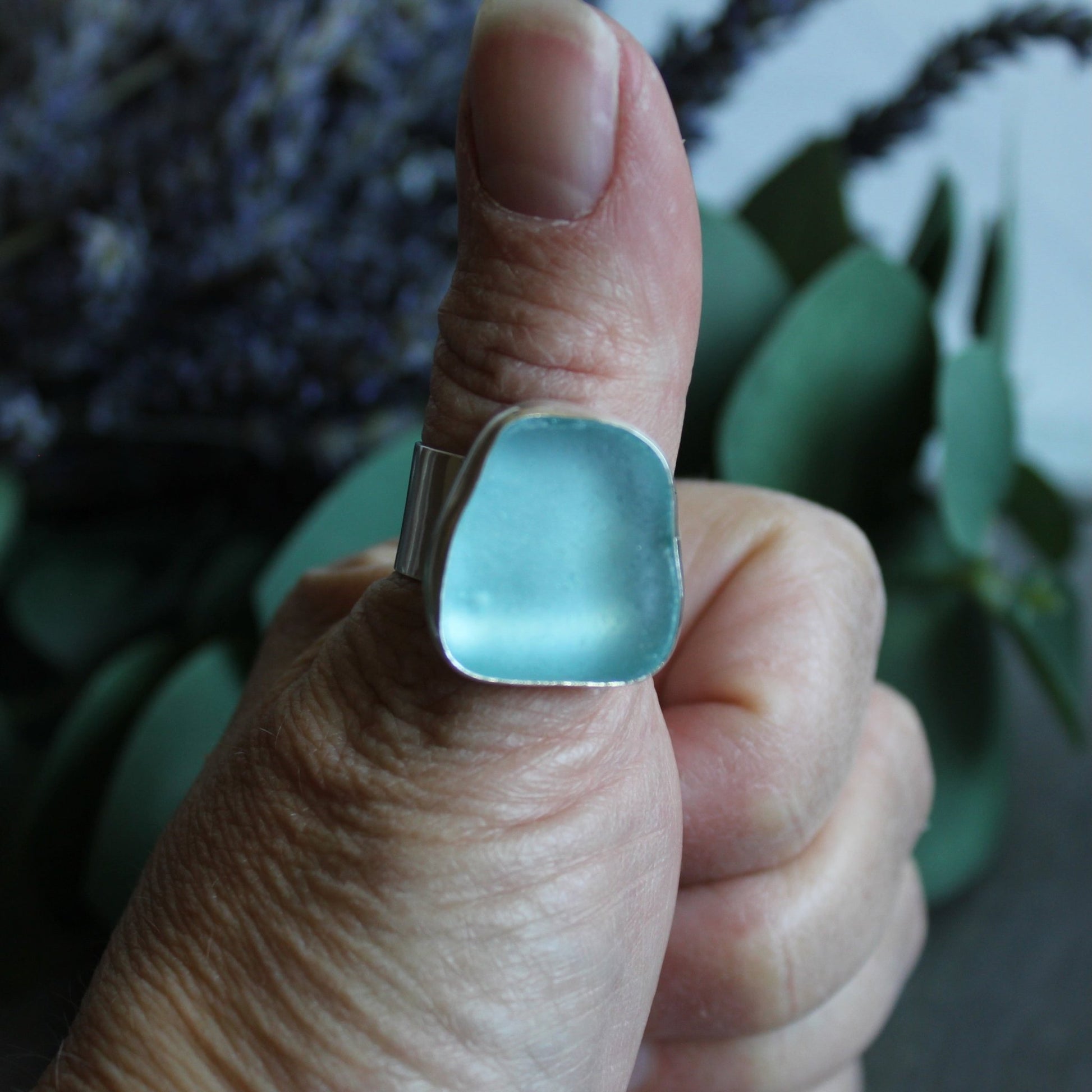 Turquoise Blue Sea Glass Statement Ring - AccentYourself