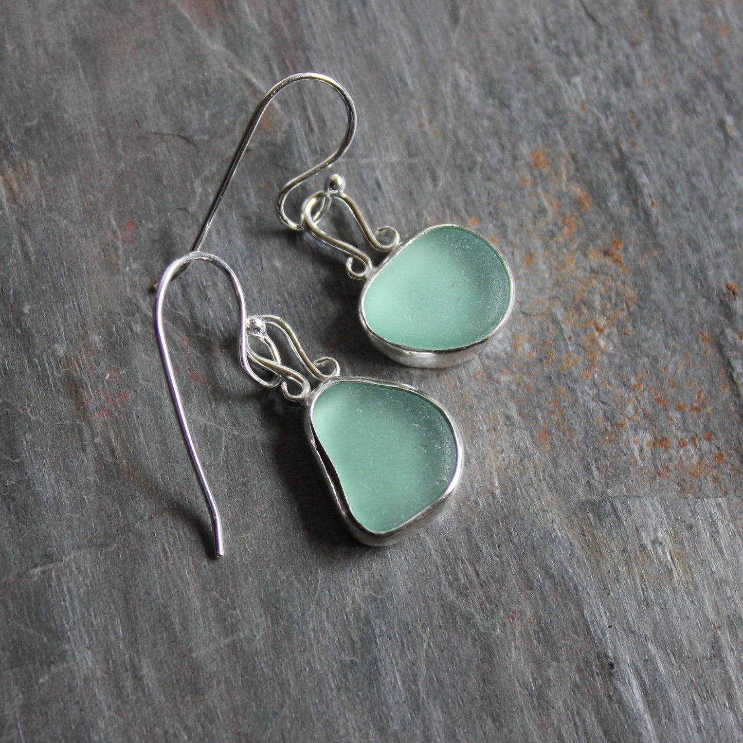 Turquoise Dangly Sea Glass Earrings - AccentYourself