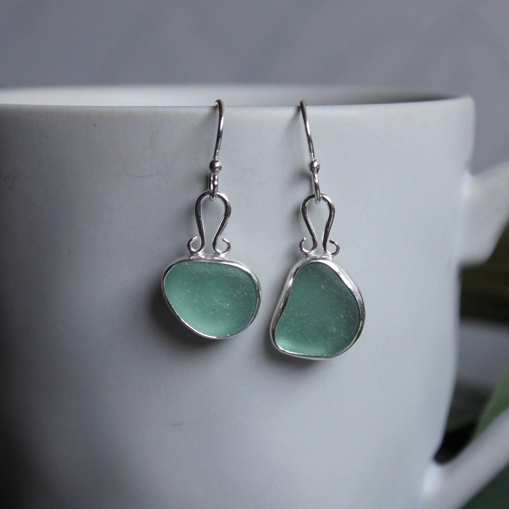 Turquoise Dangly Sea Glass Earrings - AccentYourself