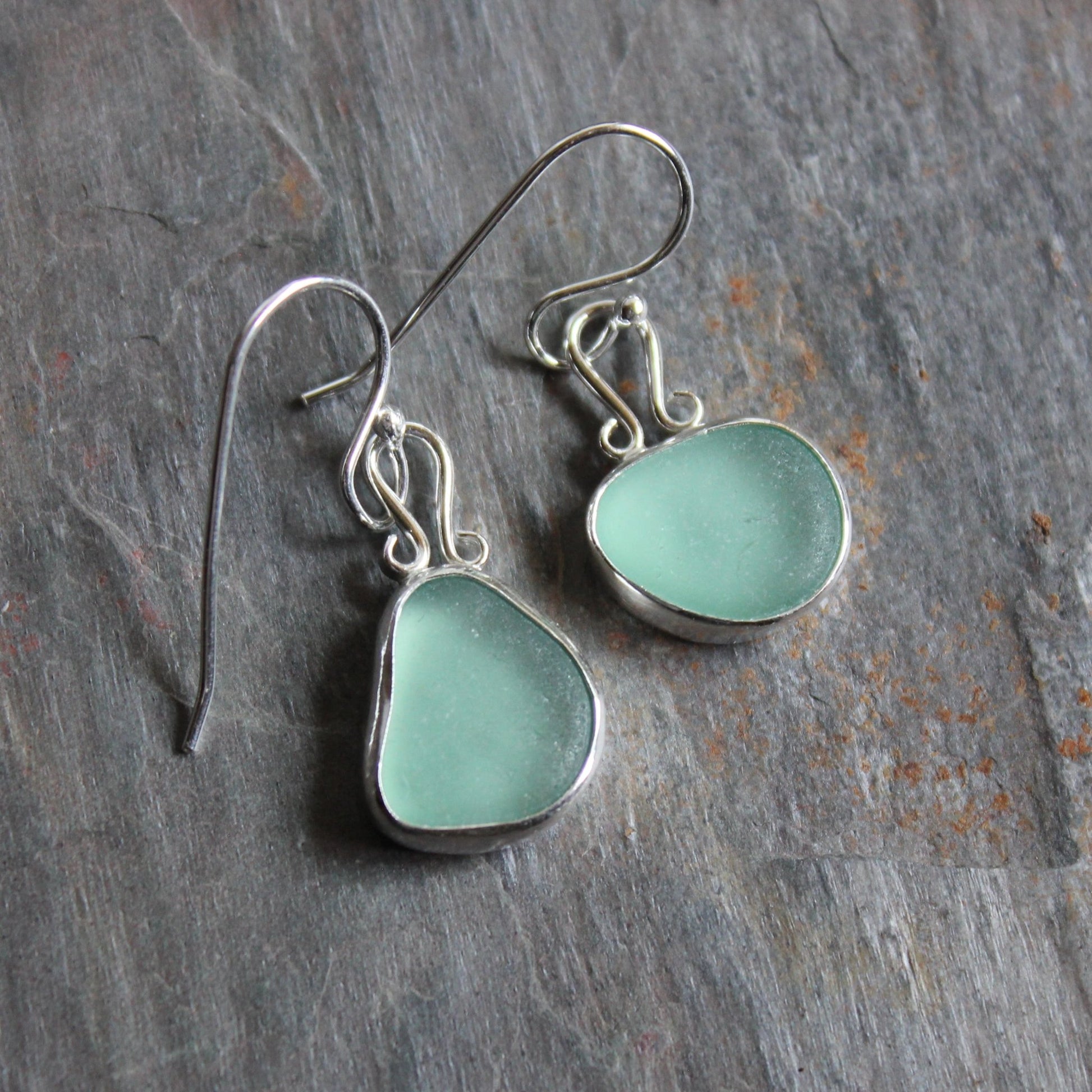 Turquoise Dangly Sea Glass Earrings - AccentYourself