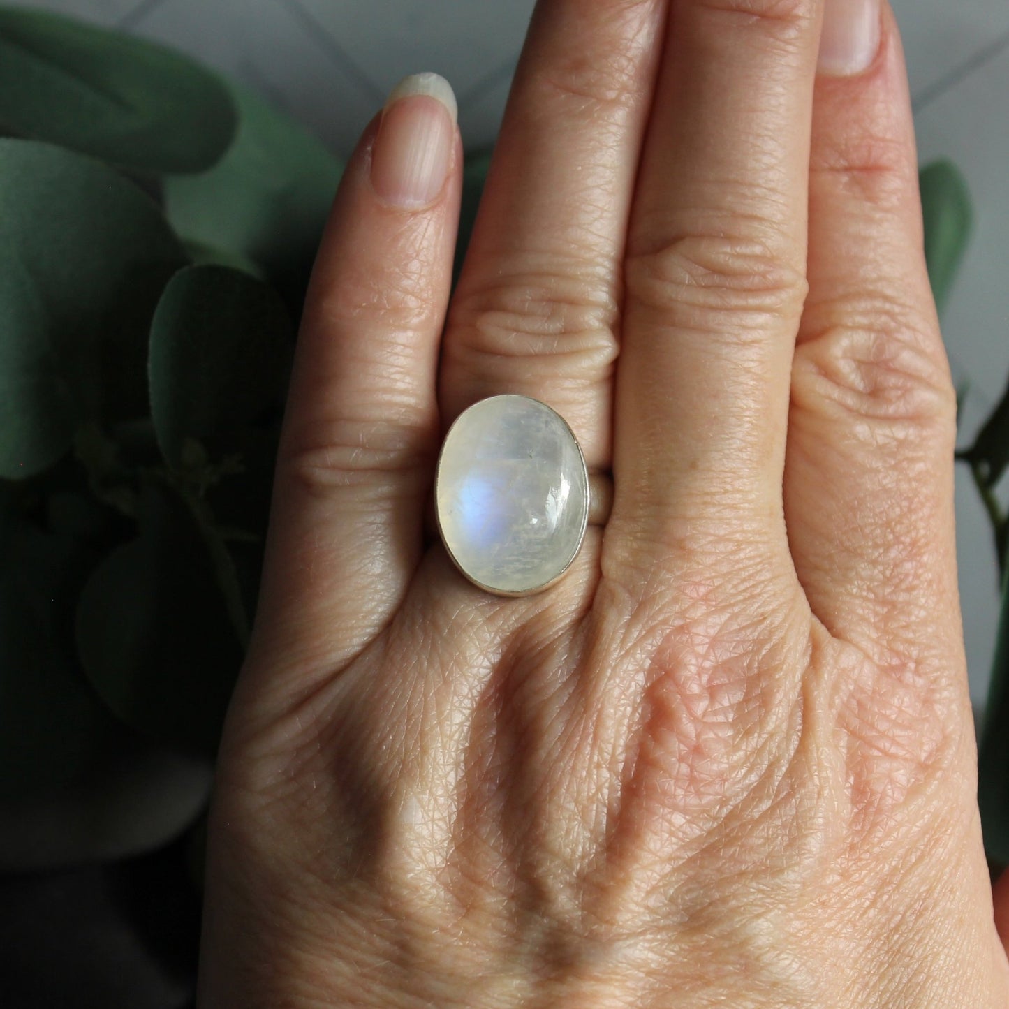 Chunky Rainbow Moonstone Statement Ring