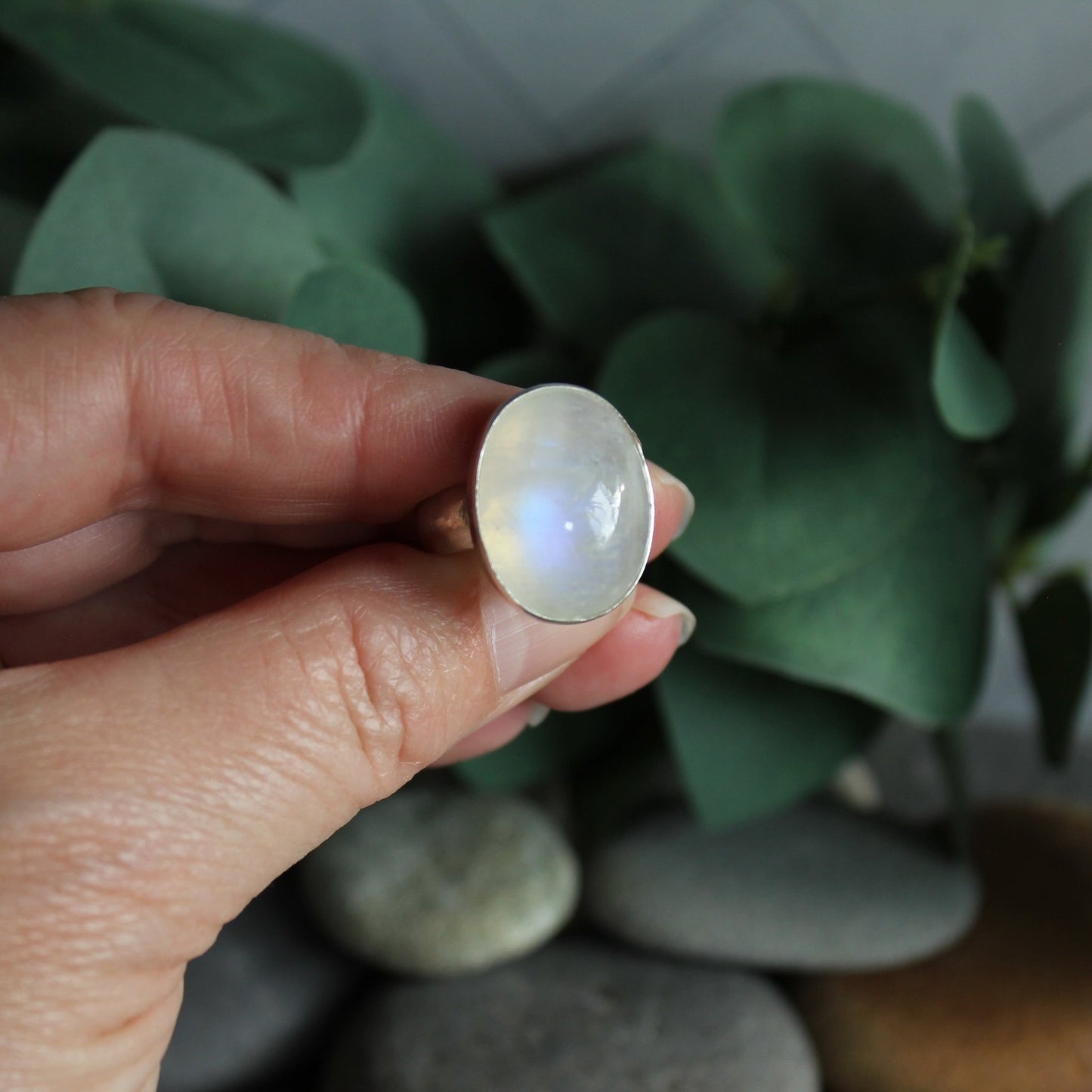 Chunky Rainbow Moonstone Statement Ring