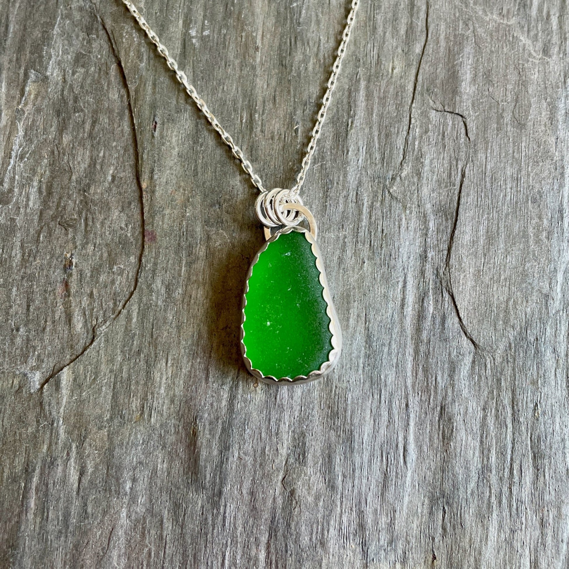 Large Lime Green Sea Glass Necklace - AccentYourself